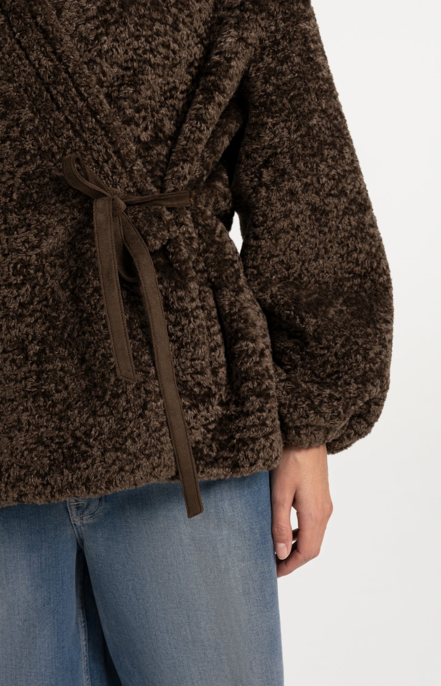 Teddy wrap jacket with tie closure