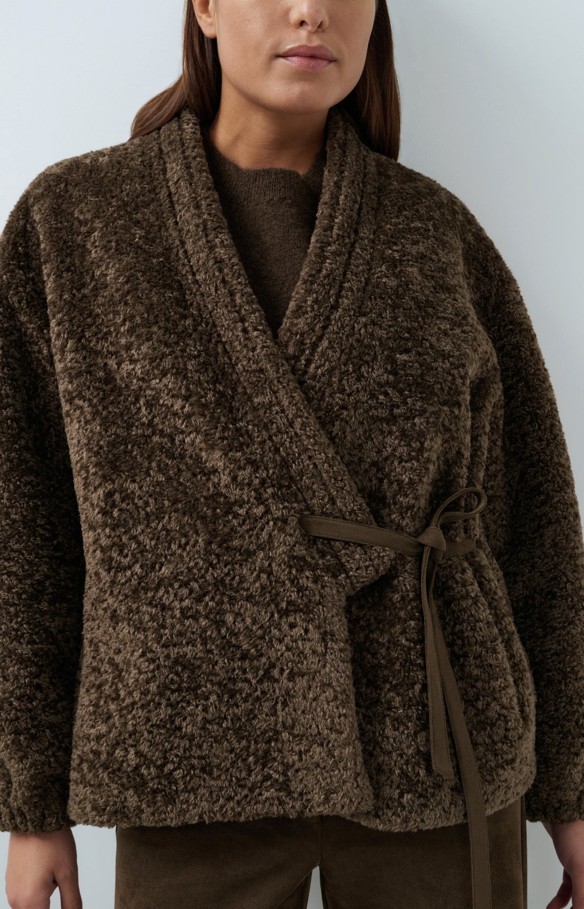 Teddy wrap jacket with tie closure