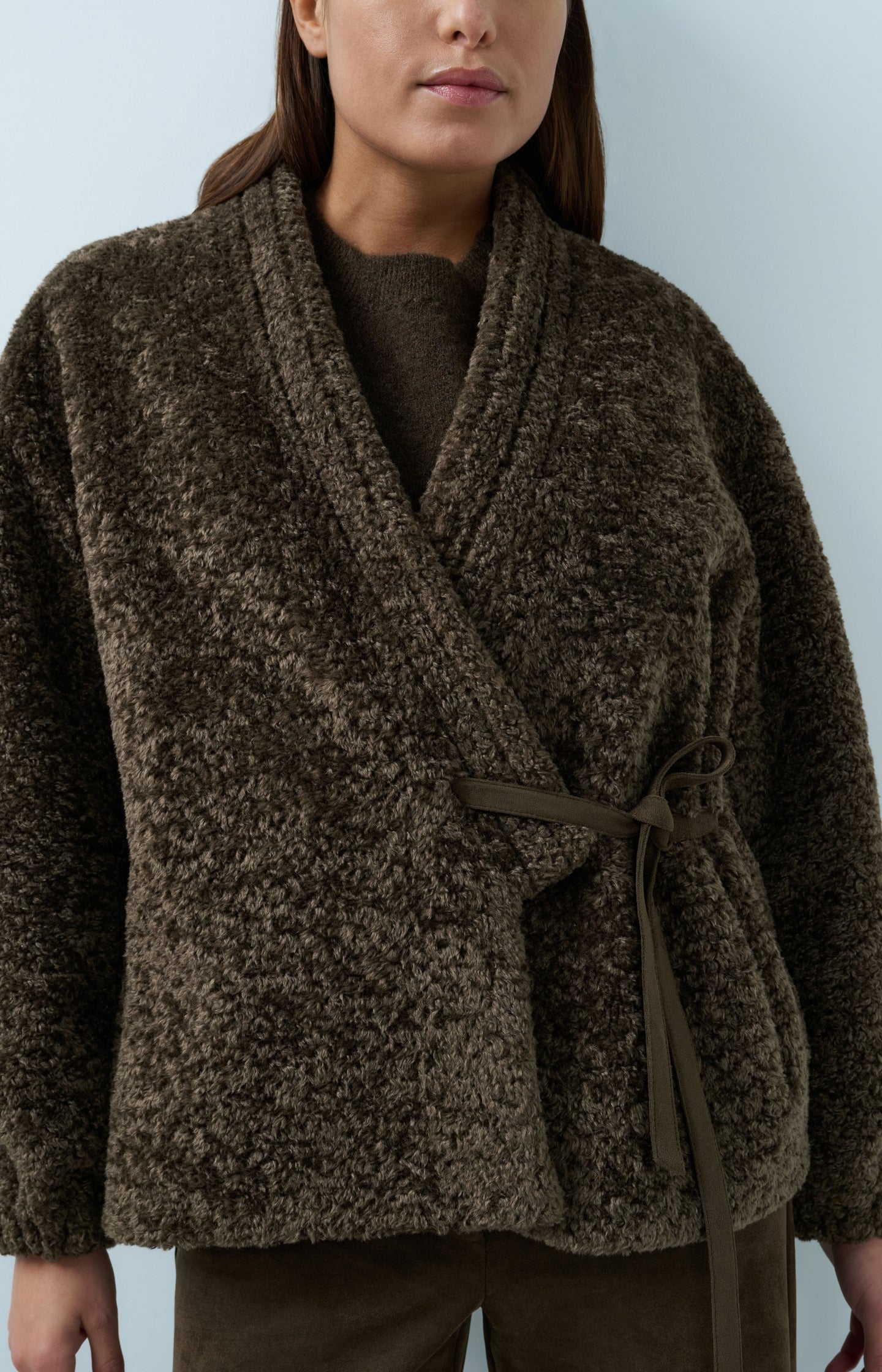 Teddy wrap jacket with tie closure
