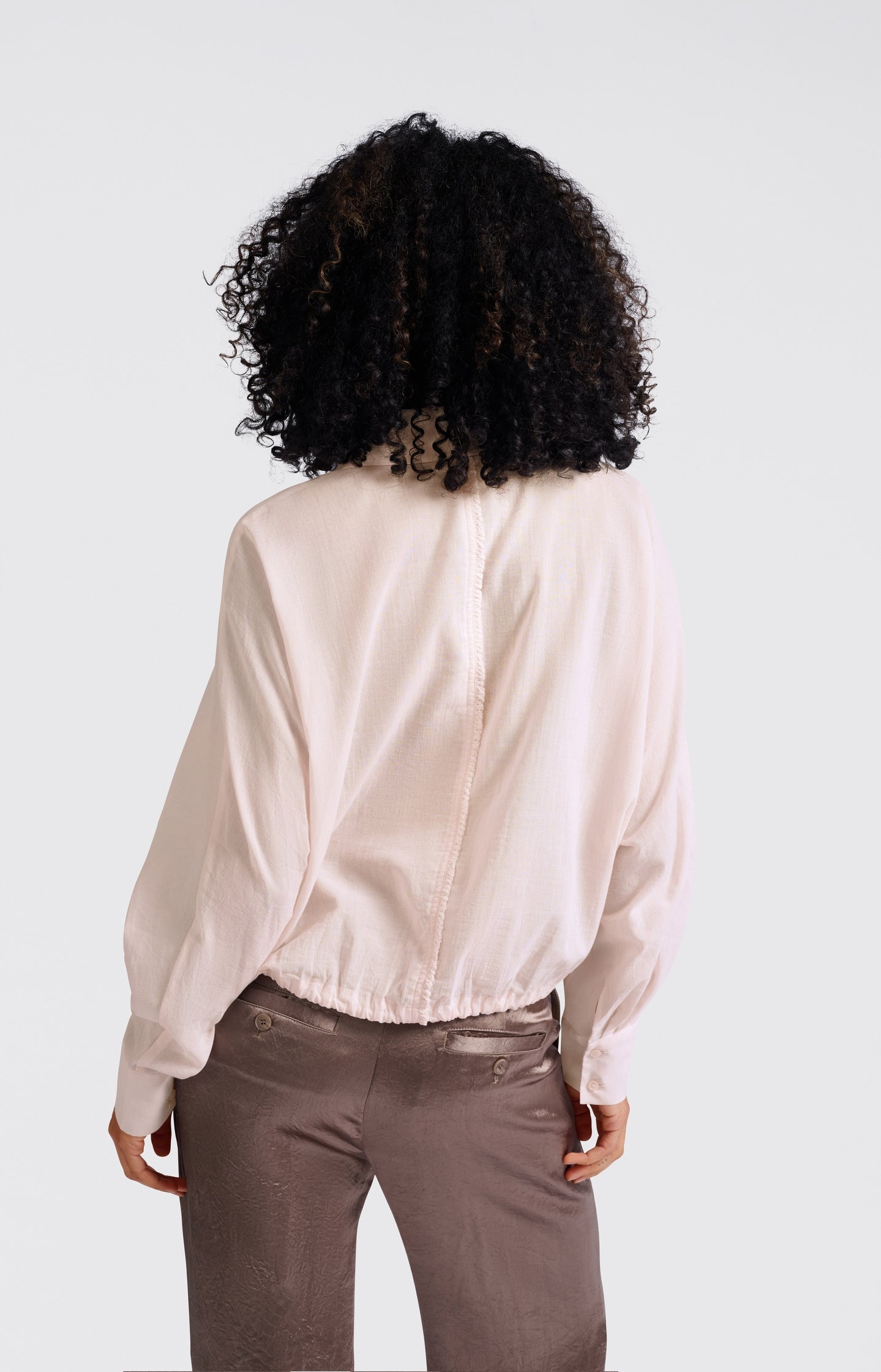 Textured blouse with decorative seams and regular fit