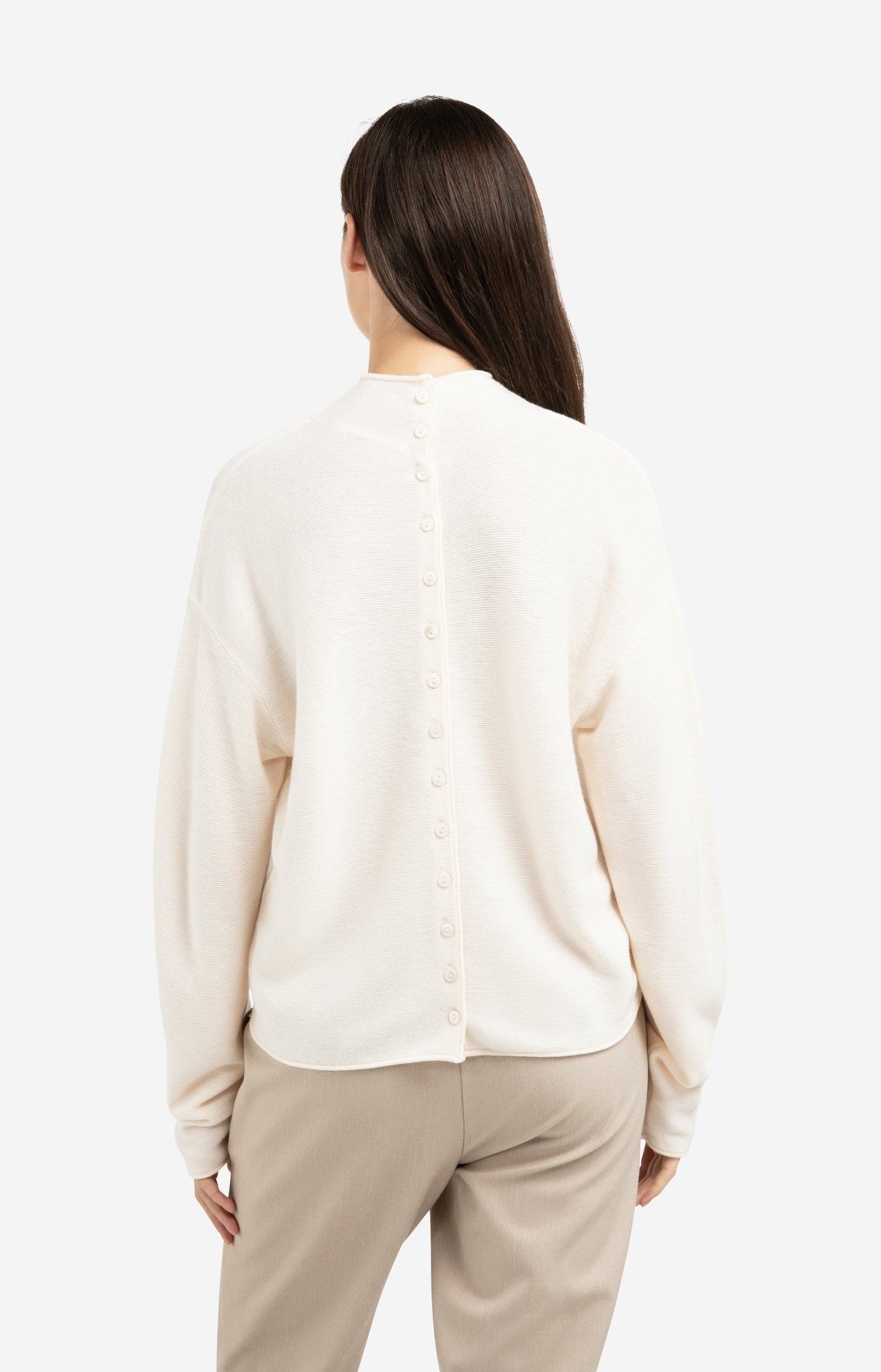 Textured knit sweater with buttoned back - Type: lookbook