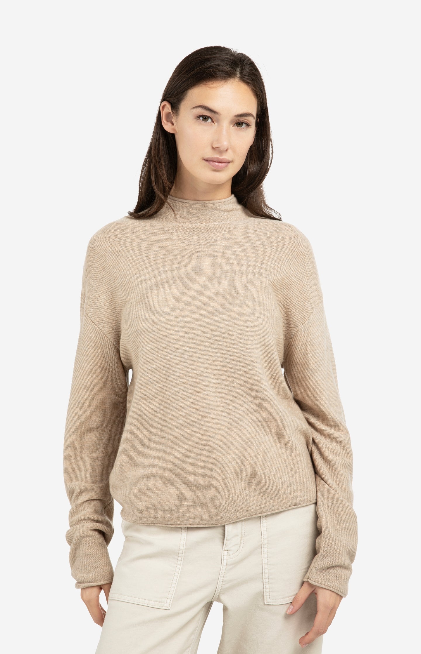 Textured knit sweater with buttoned back - Type: lookbook