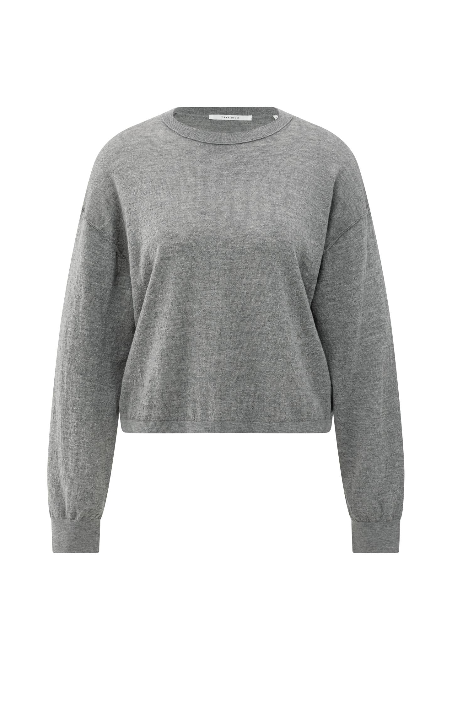 Textured knitted sweater with round neckline - Type: product