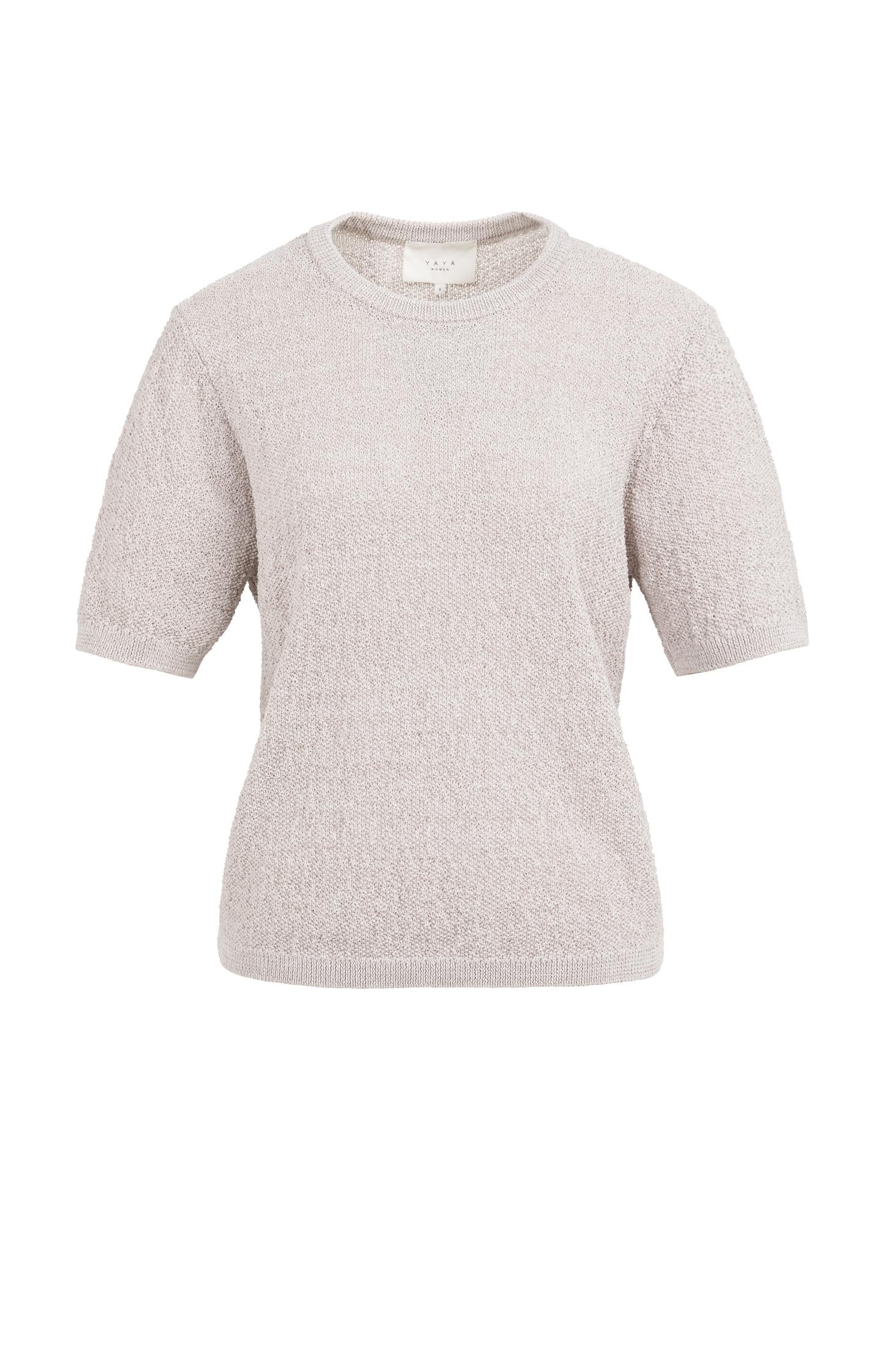 Strukturierter Strickpullover mit kurzen Ärmeln