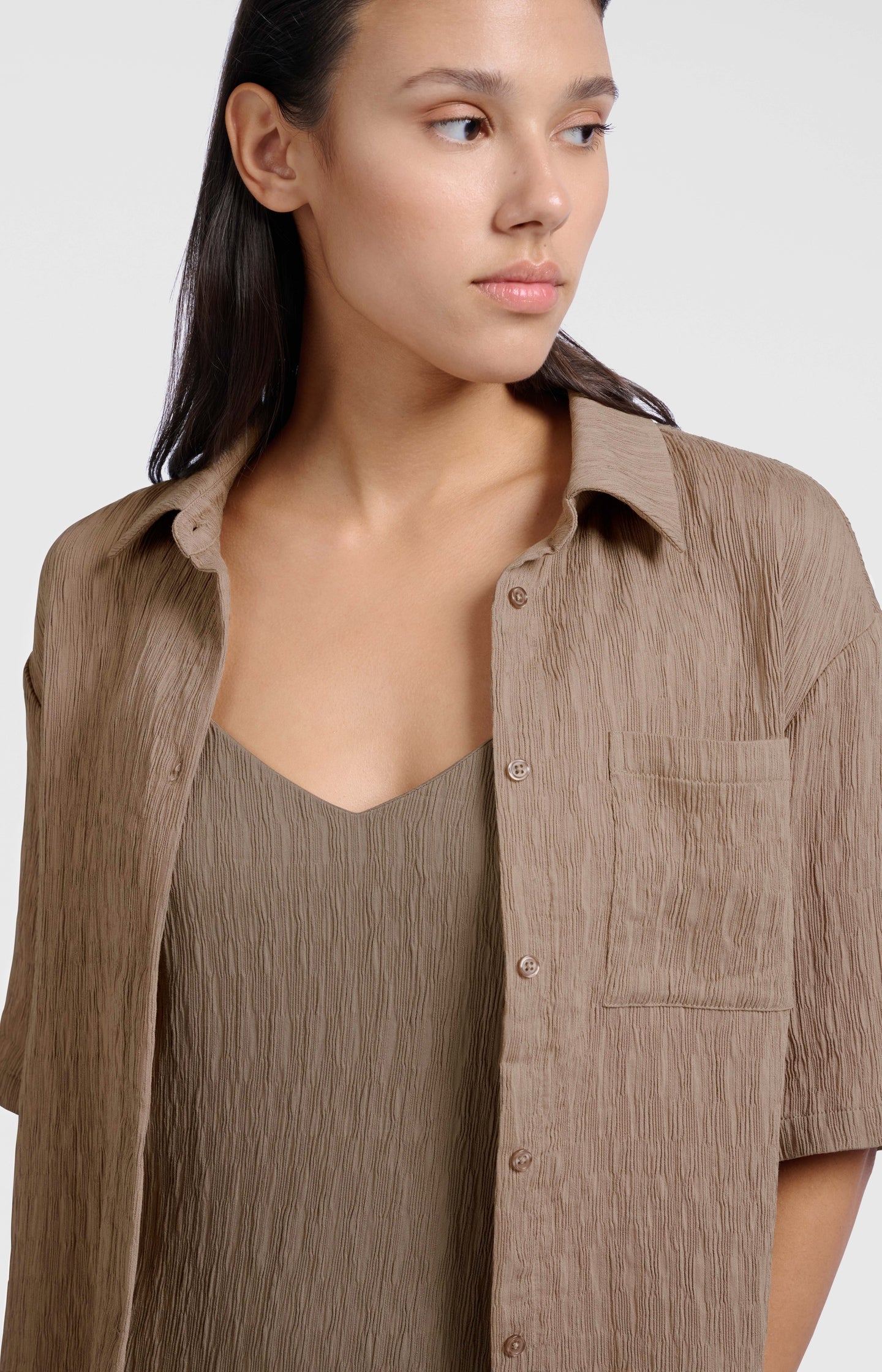 Textured short-sleeve blouse