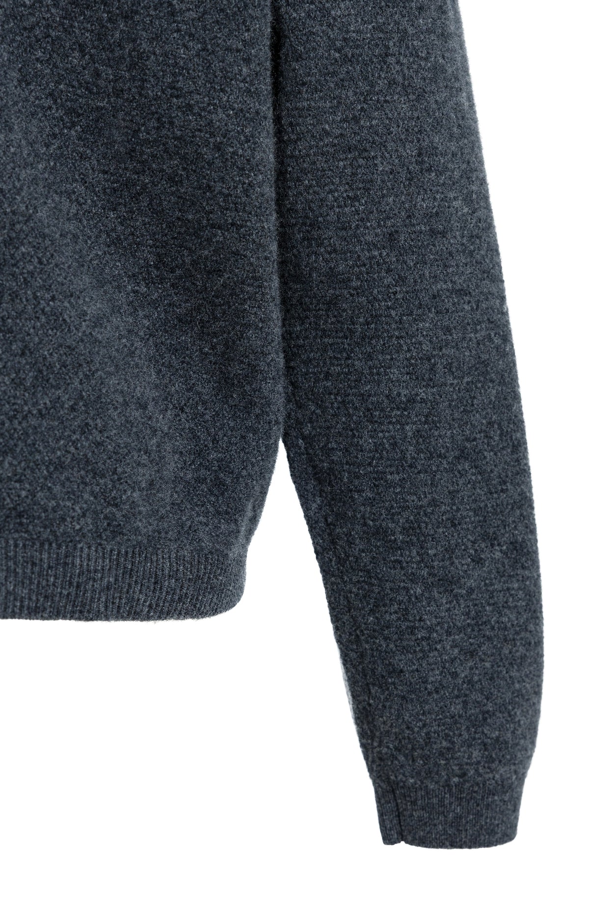 Textured sweater with deep V-neck at back - Dark Anthracite Melange