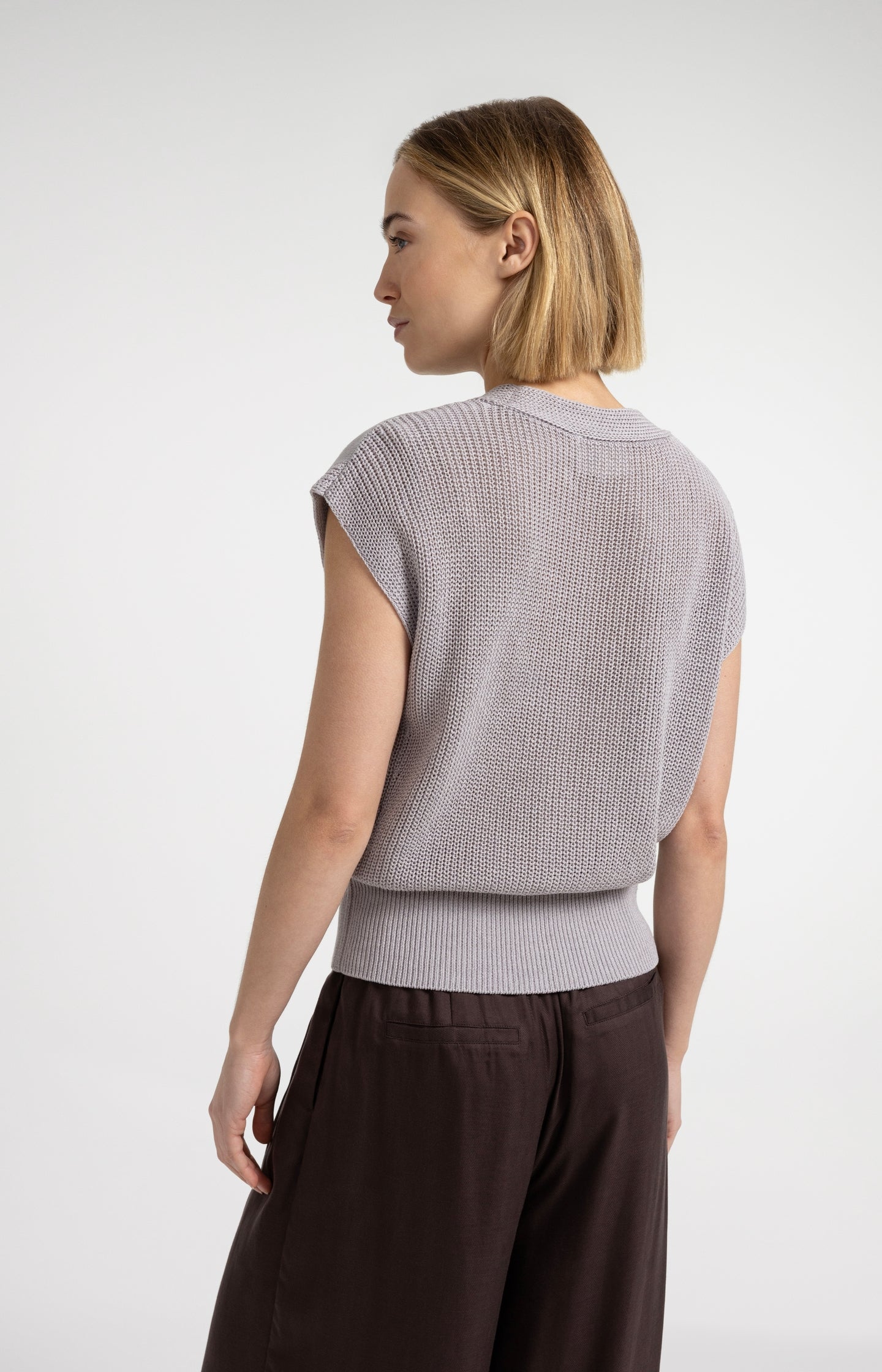 Textured sweater with V-neck