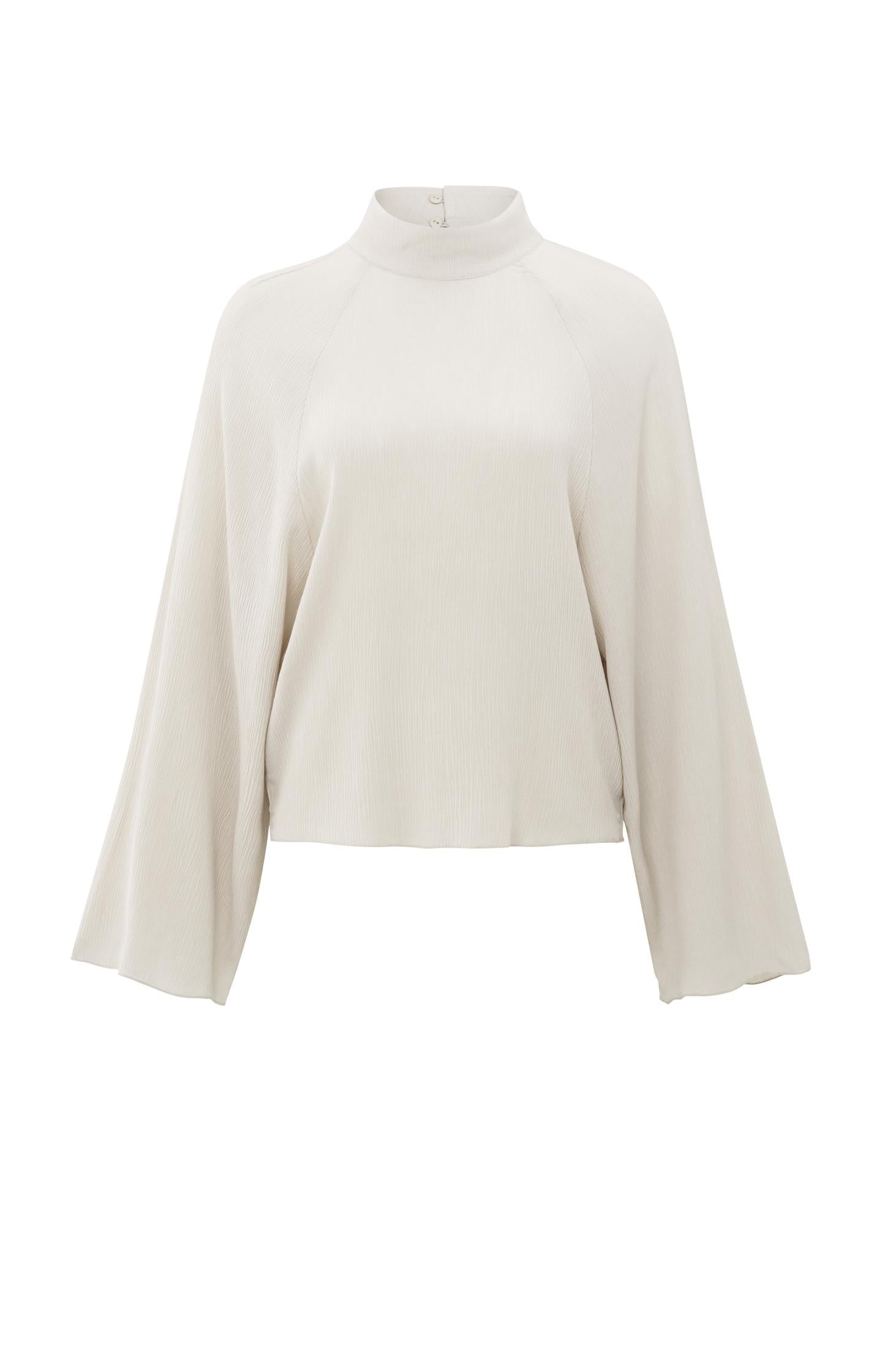 Textured top with high neck and raglan sleeves - Type: product