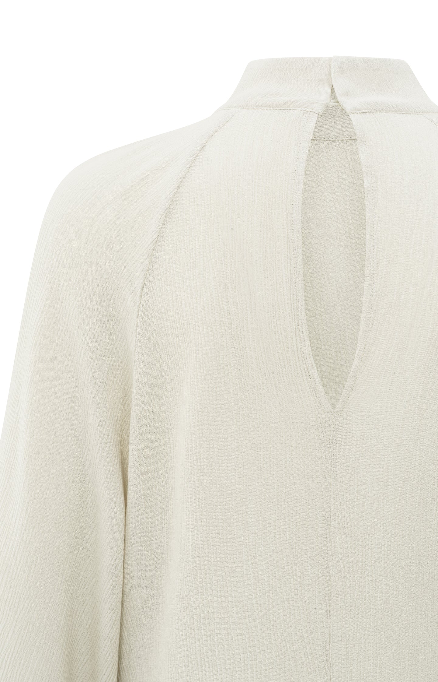 Textured top with high neck and raglan sleeves