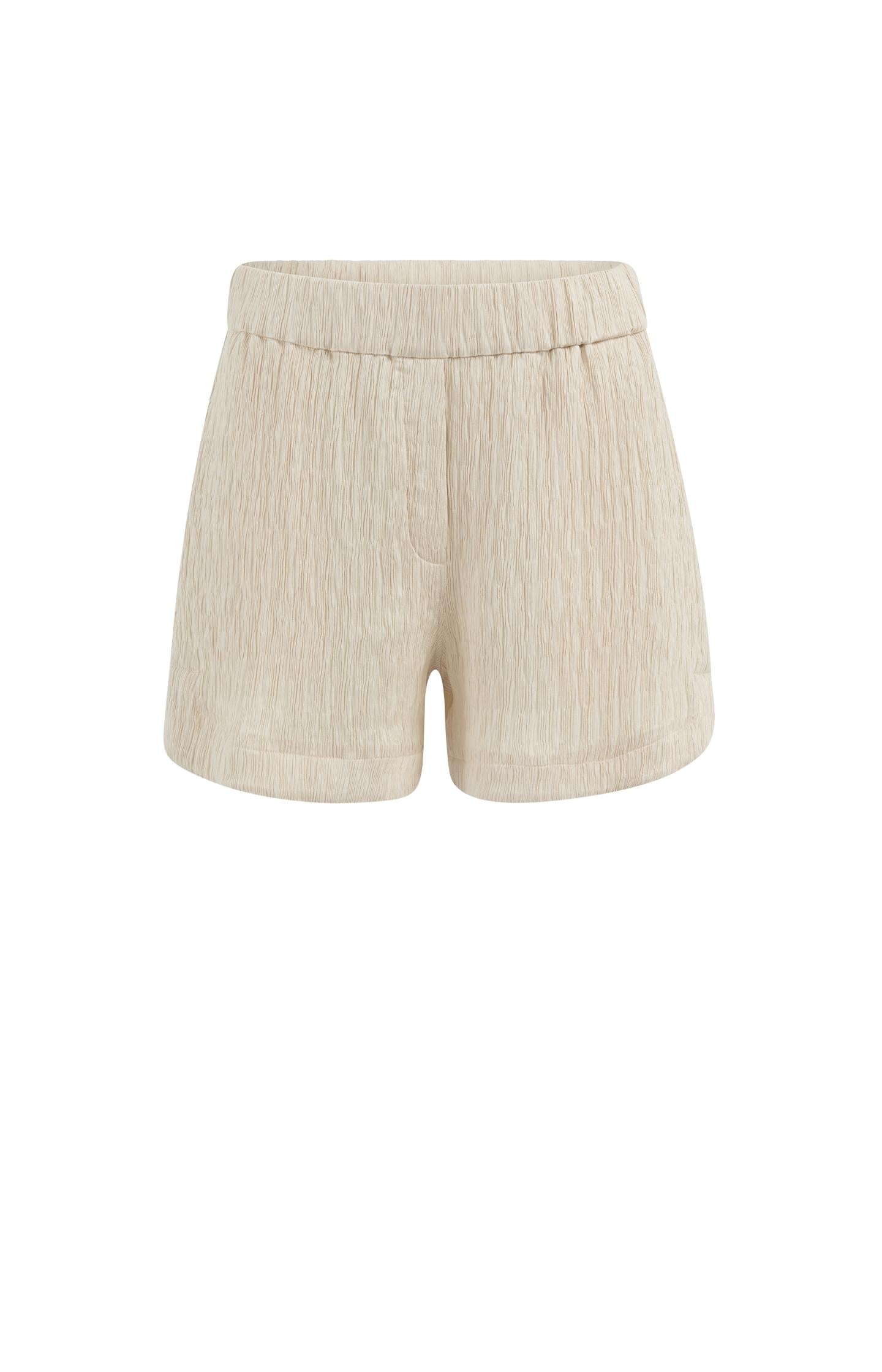 Textured woven shorts with elastic waistband - Type: product