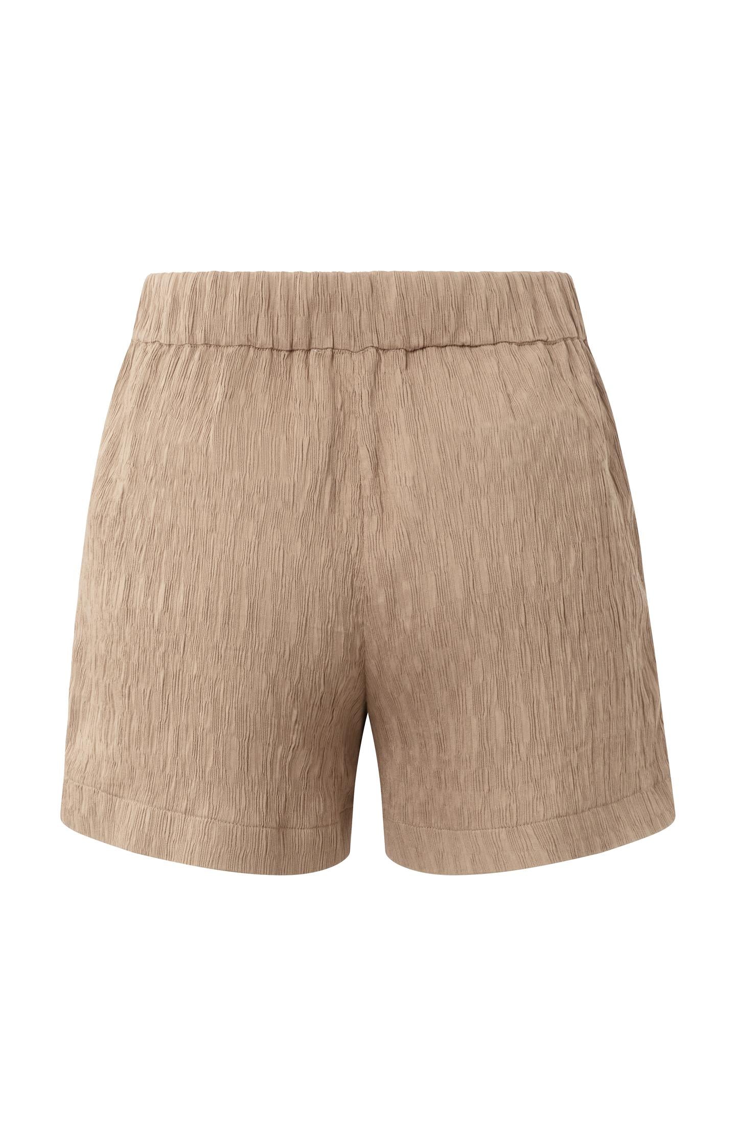 Textured woven shorts with elastic waistband