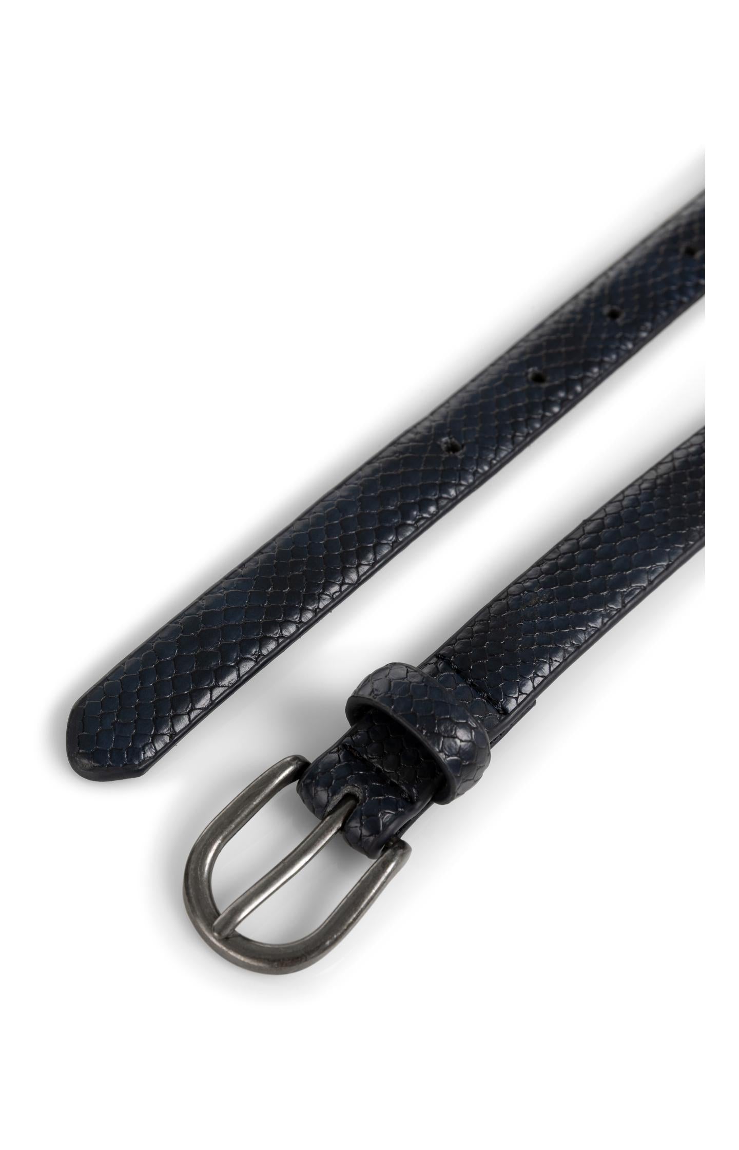 Thin leather belt with snake texture - Type: product