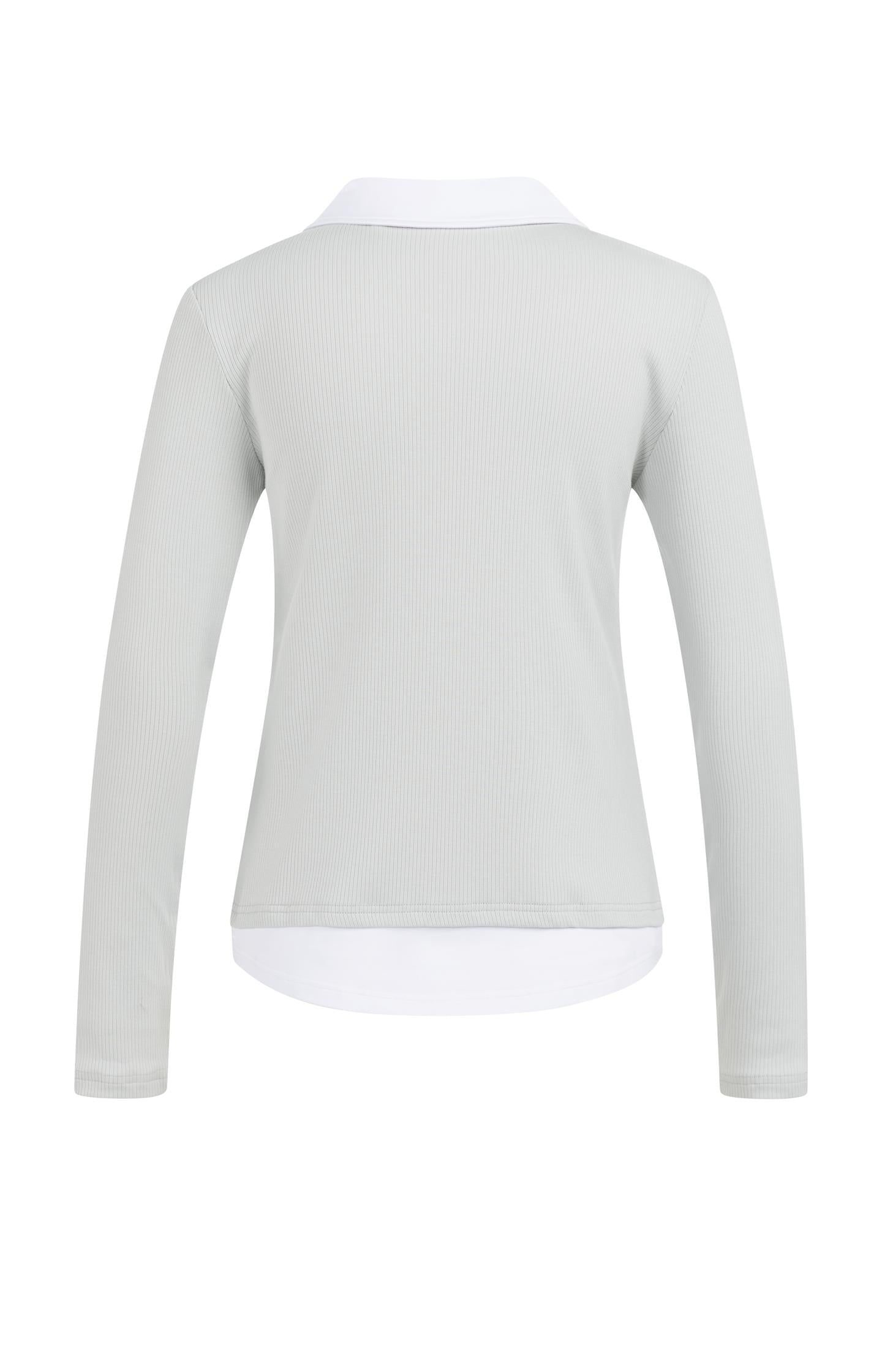 Top with blouse collar and layered effect