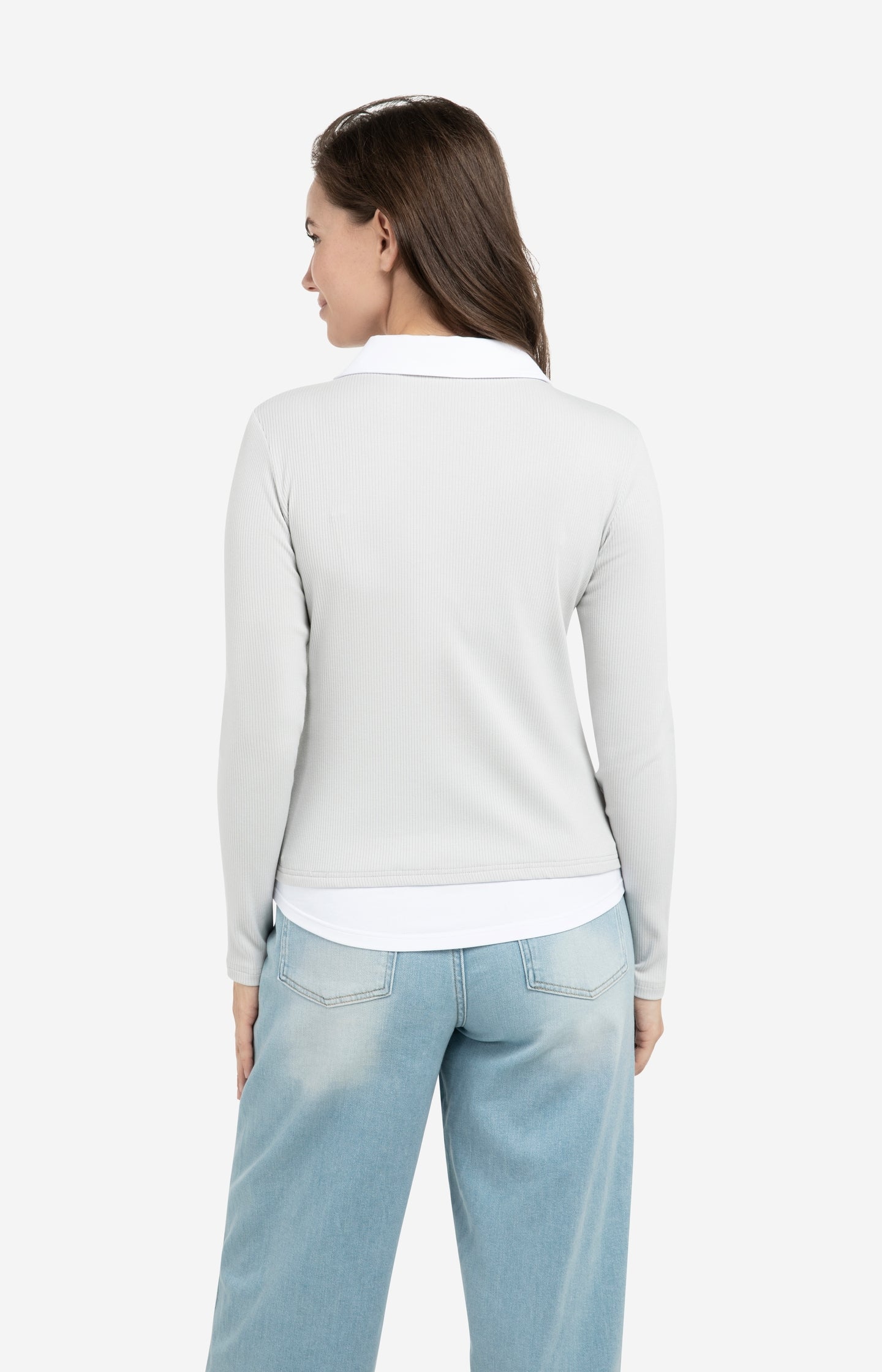 Top with blouse collar and layered effect