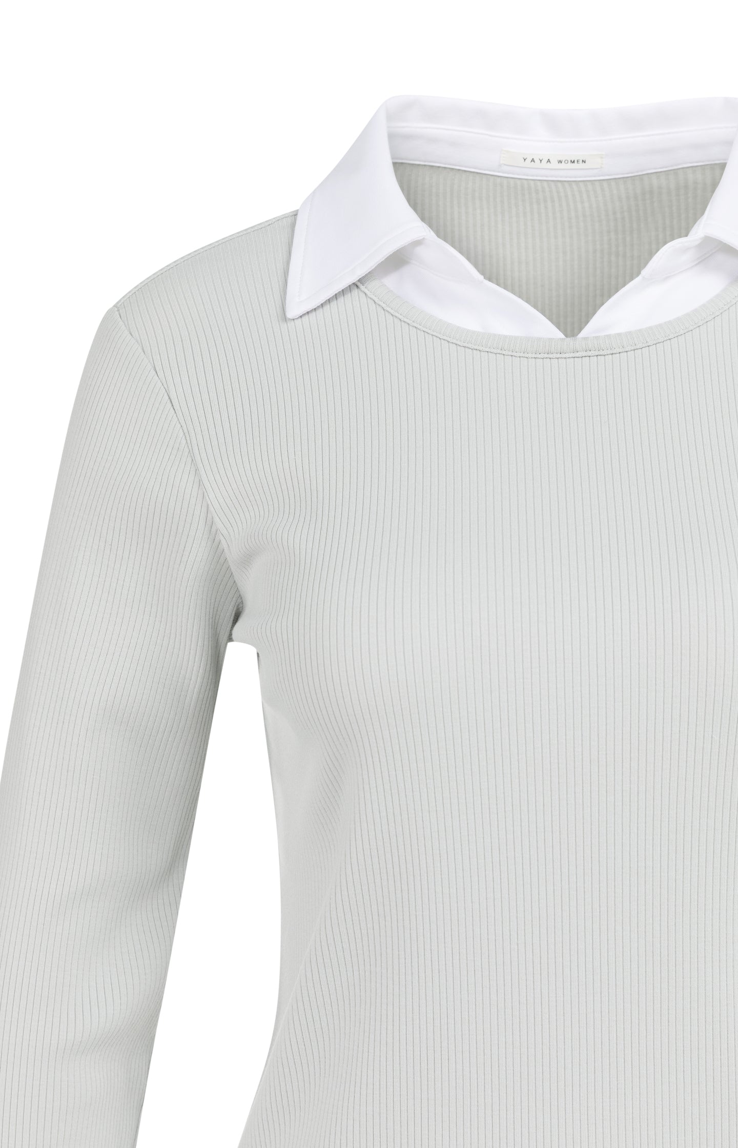 Top with blouse collar and layered effect