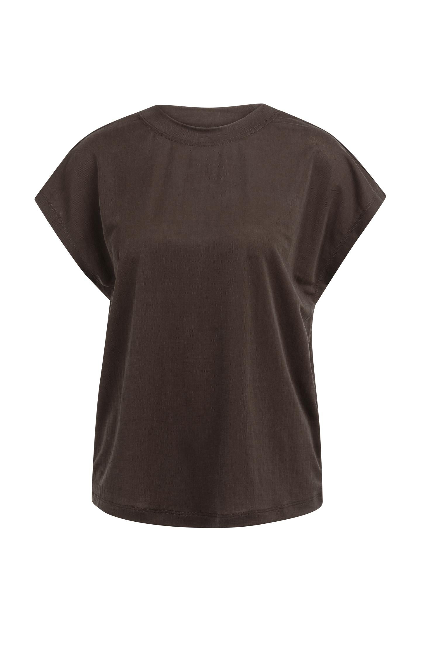 Top with crew neck and cap sleeves