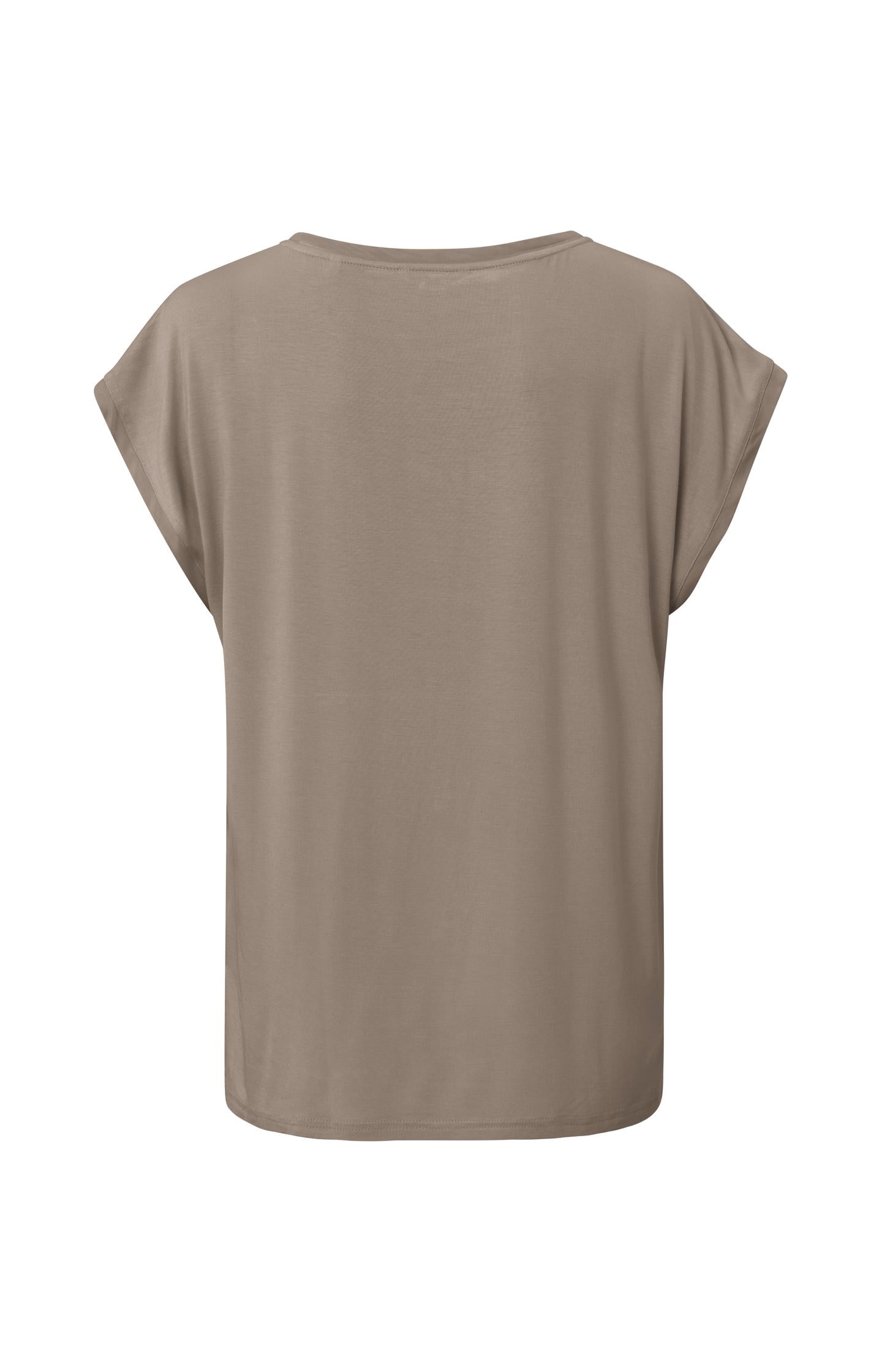 Top with round neck and cap sleeves without shoulder seams