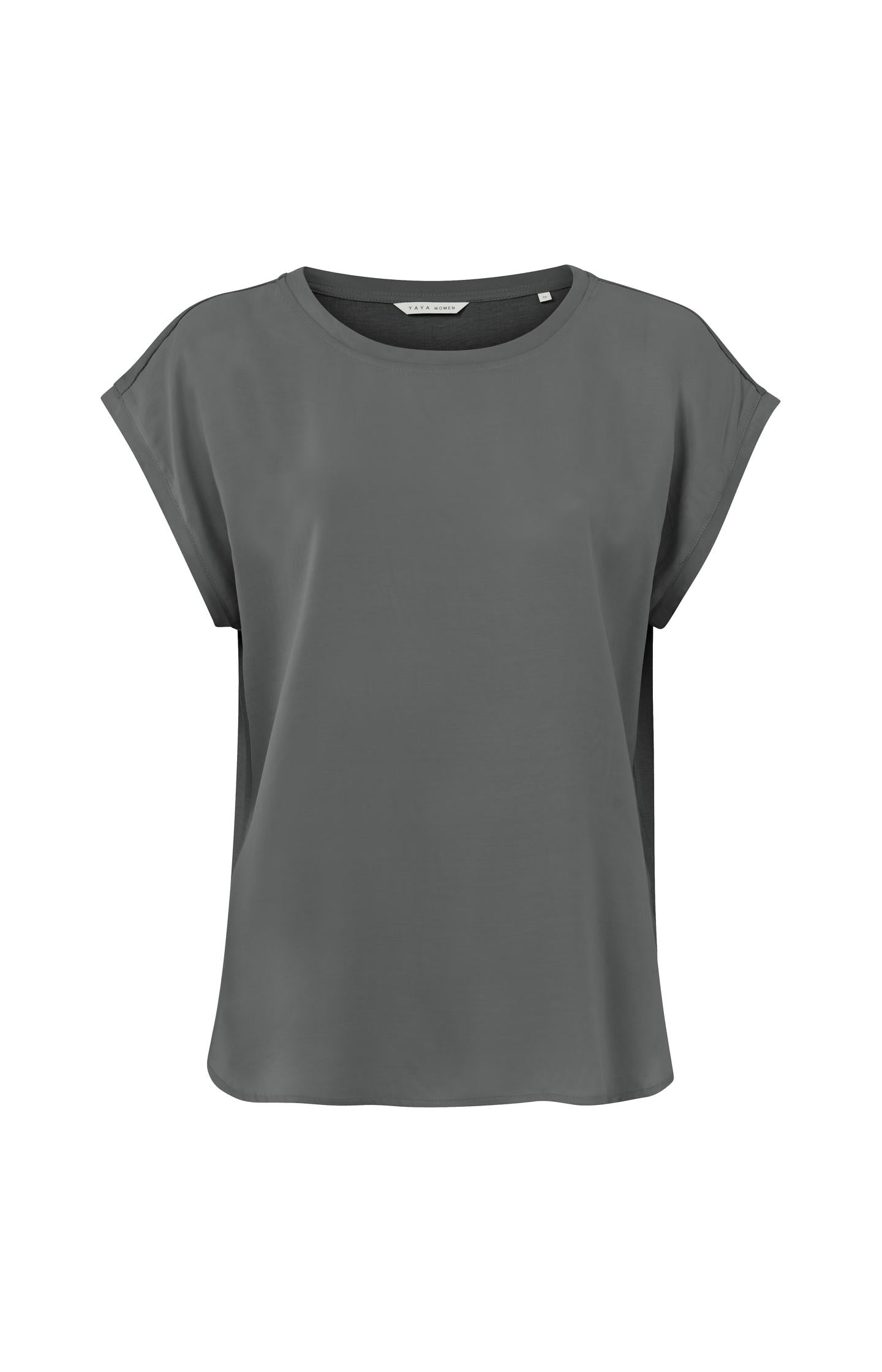 Top with round neck and cap sleeves without shoulder seams - Type: product