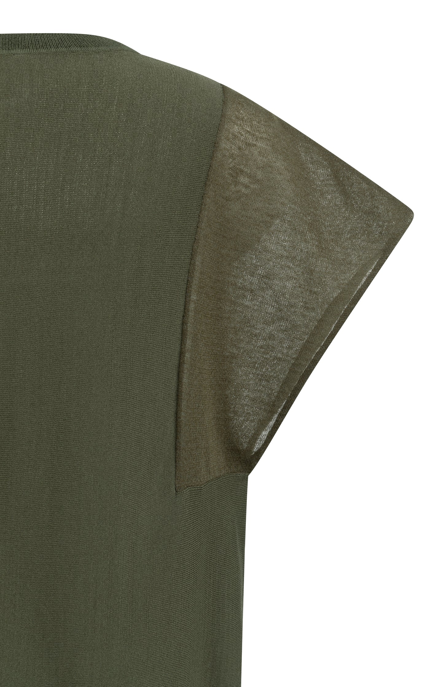 Top with sheer short sleeves and crew neck