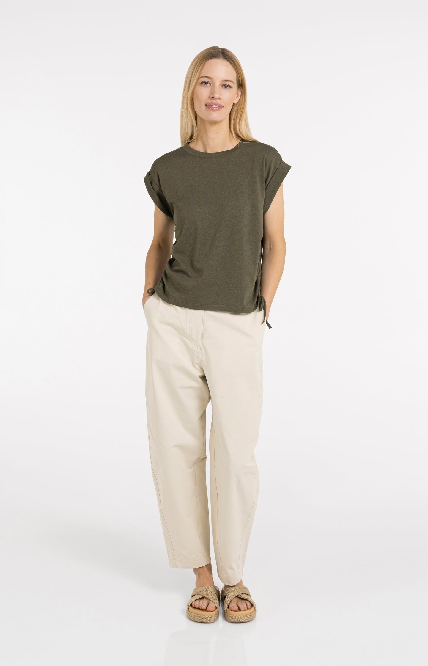 Top with short sleeves and adjustable cords