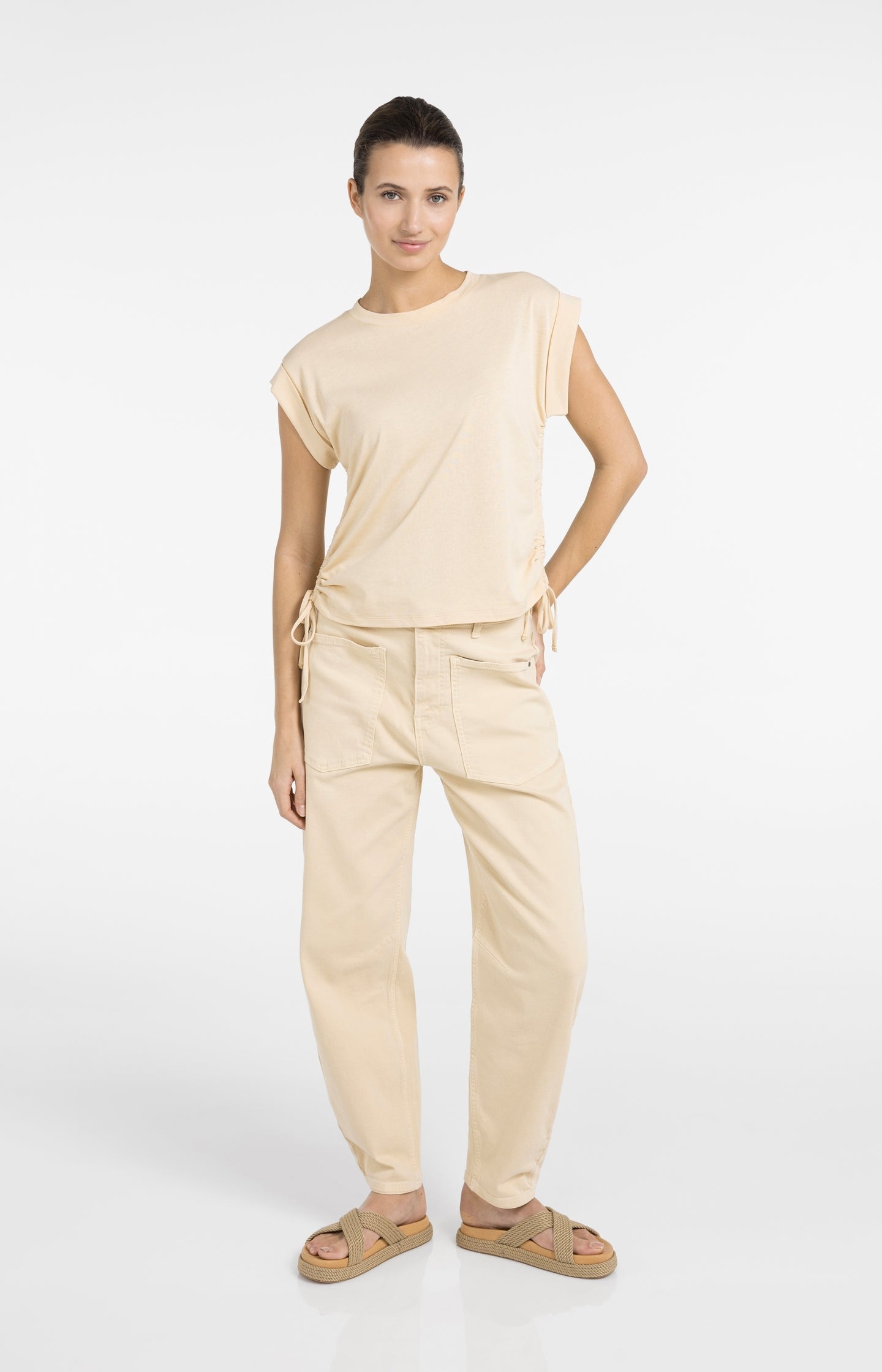 Top with short sleeves and adjustable cords - Type: lookbook