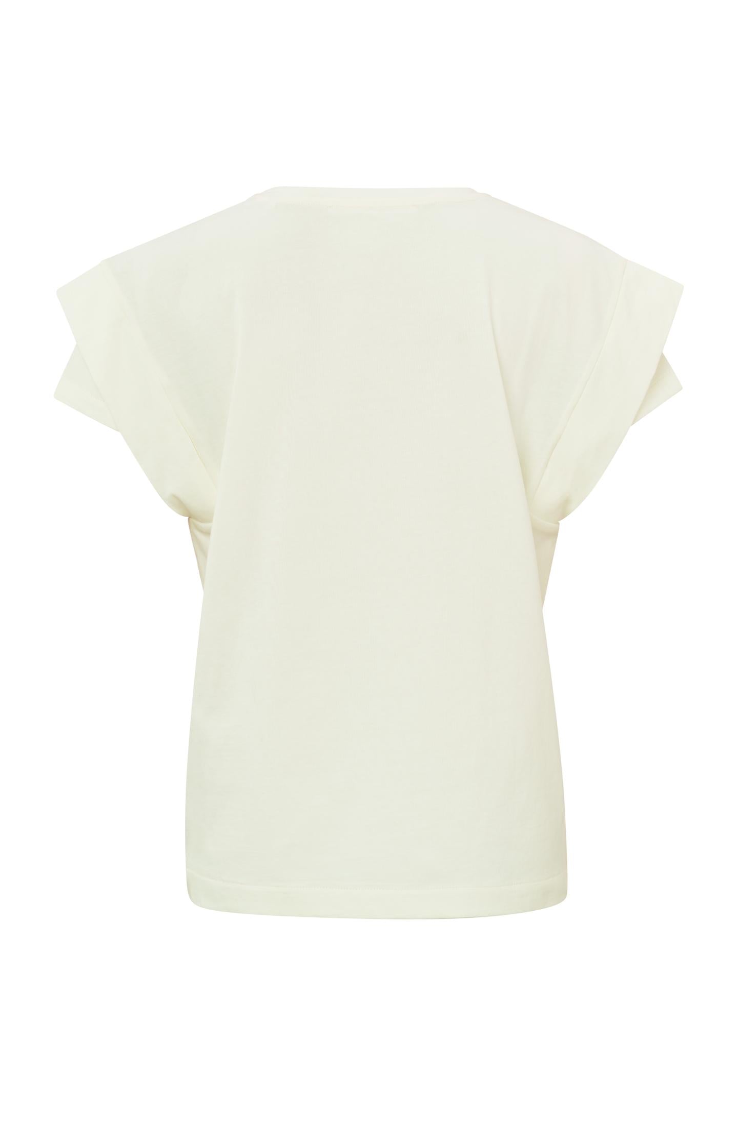 Top with V-neck and double short sleeves in regular fit