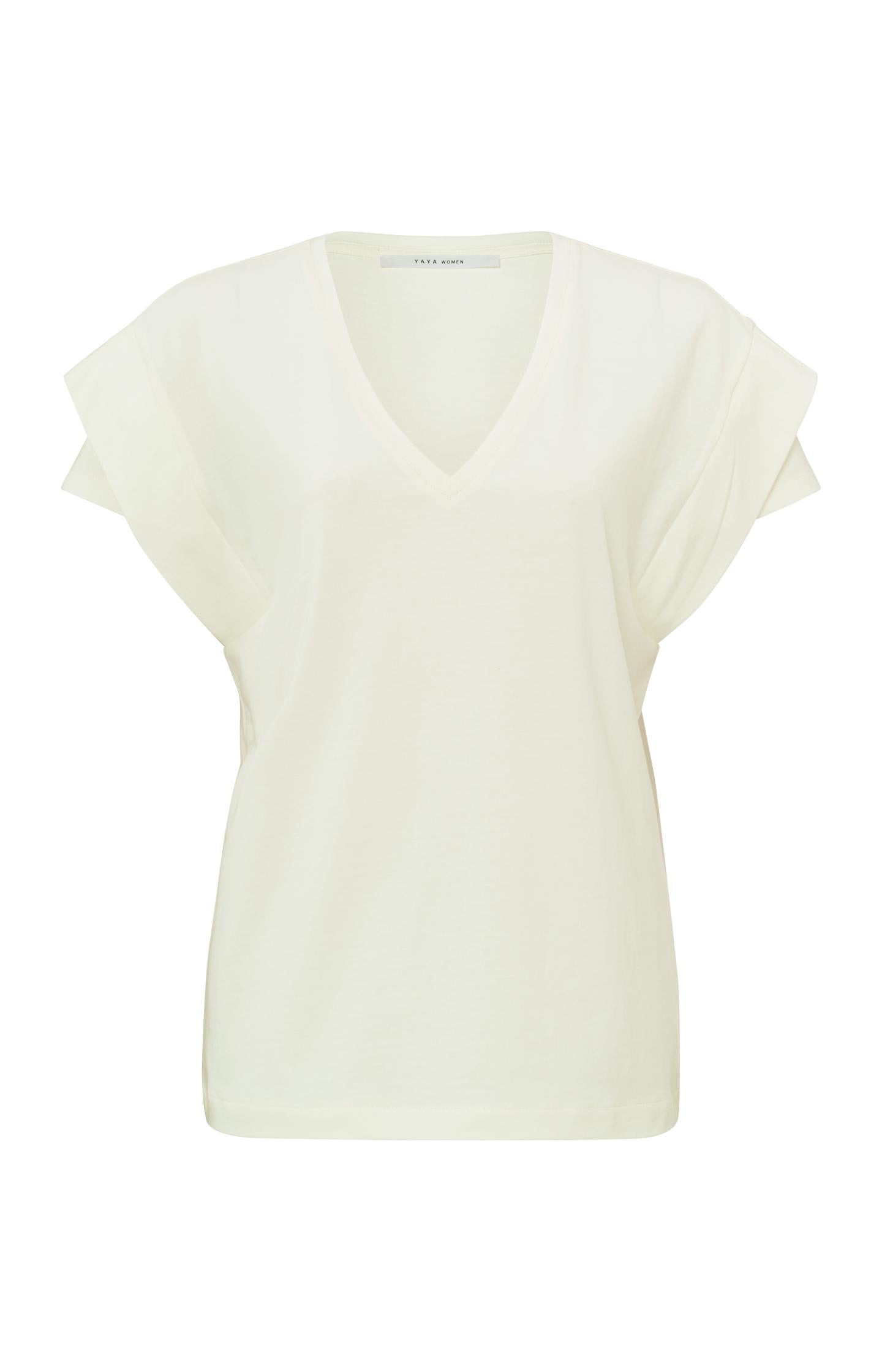 Top with V-neck and double short sleeves in regular fit - Type: product