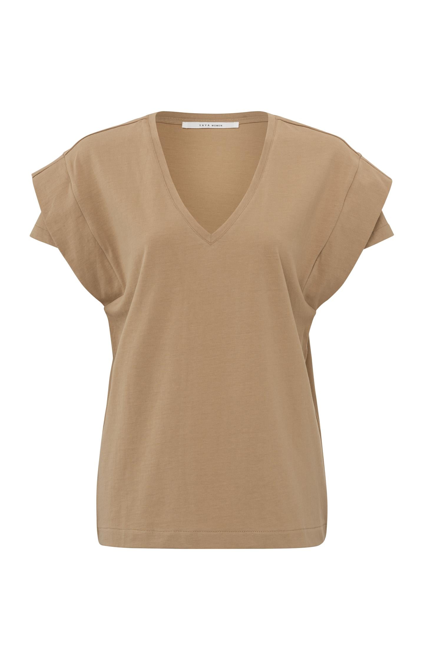 Top with V-neck and double short sleeves in regular fit - Type: product