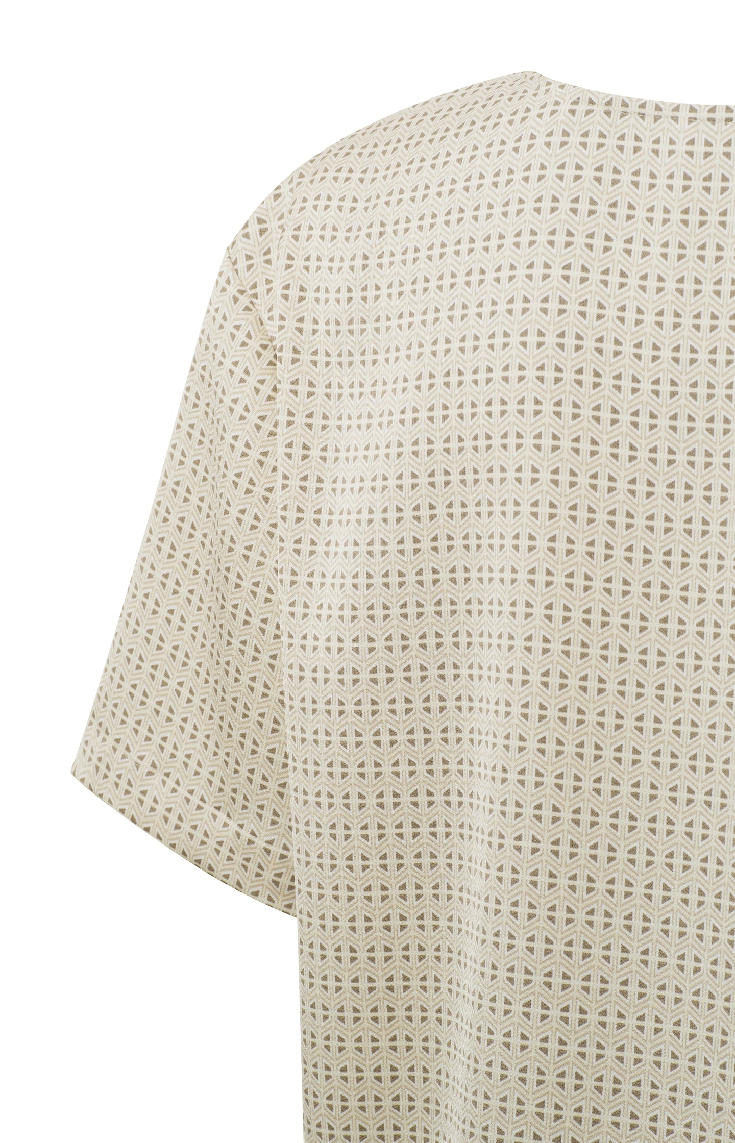 Top with V-neck, short sleeves and print in wide fit