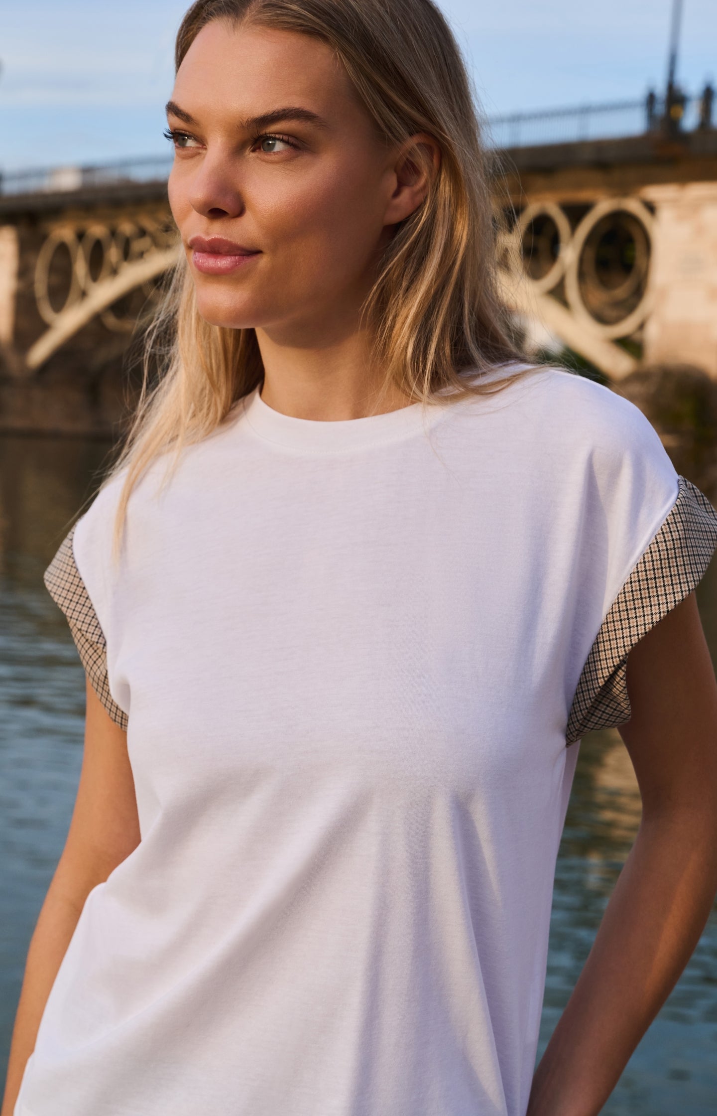 Top with woven cuff details