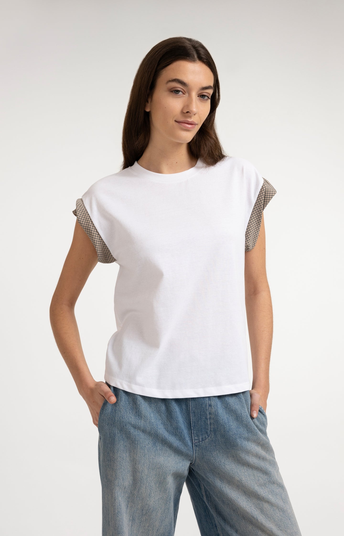 Top with woven cuff details