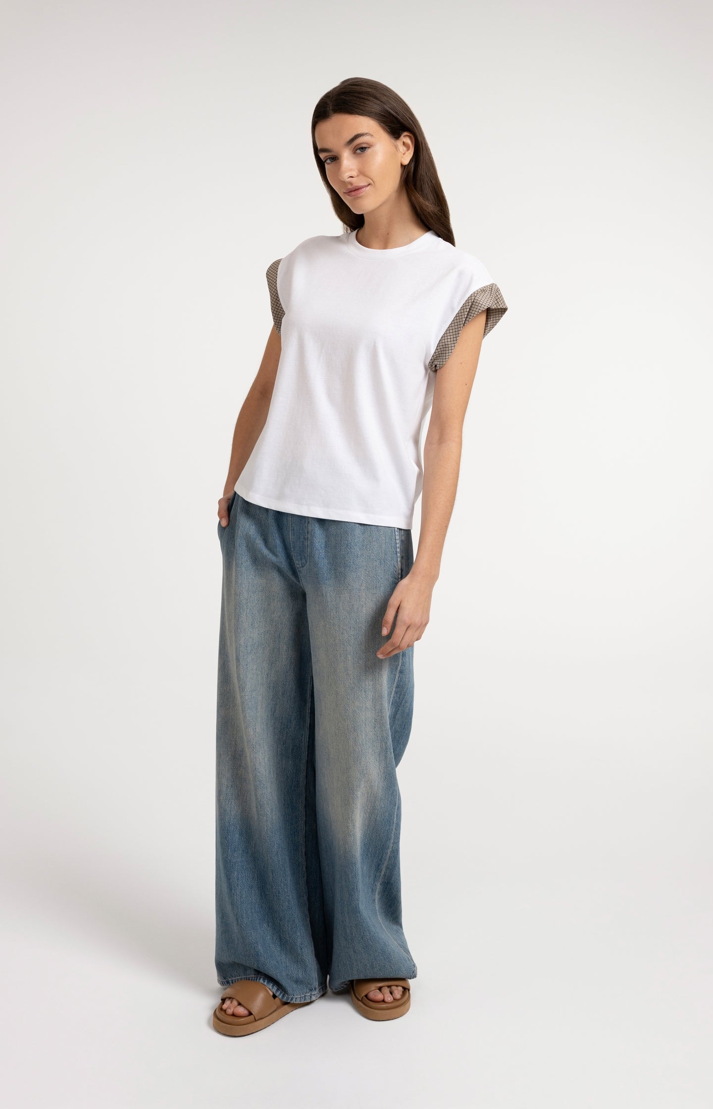 Top with woven cuff details