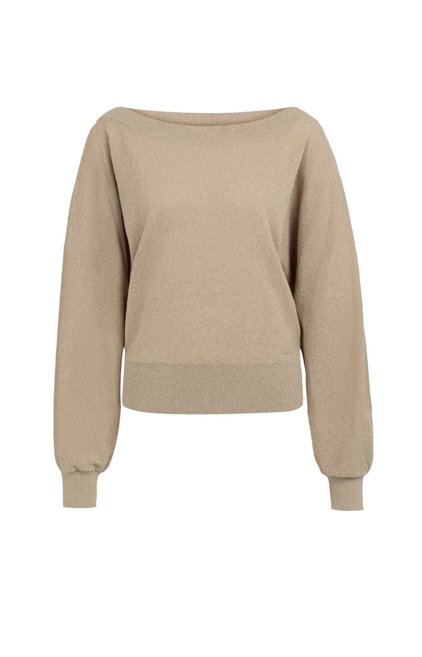 Towel knit sweater with boat neckline - Type: product