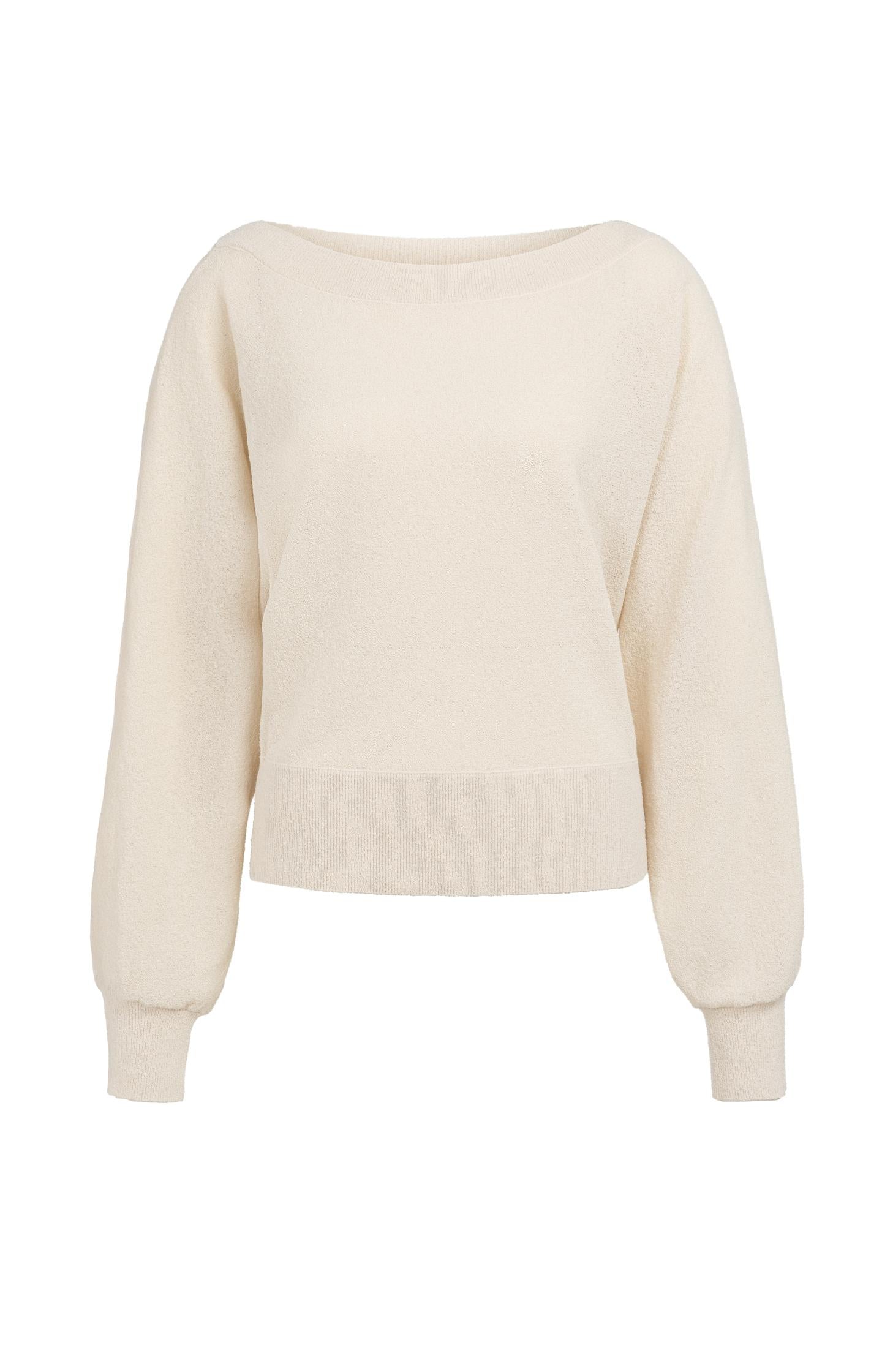 Towel knit sweater with boat neckline - Type: product