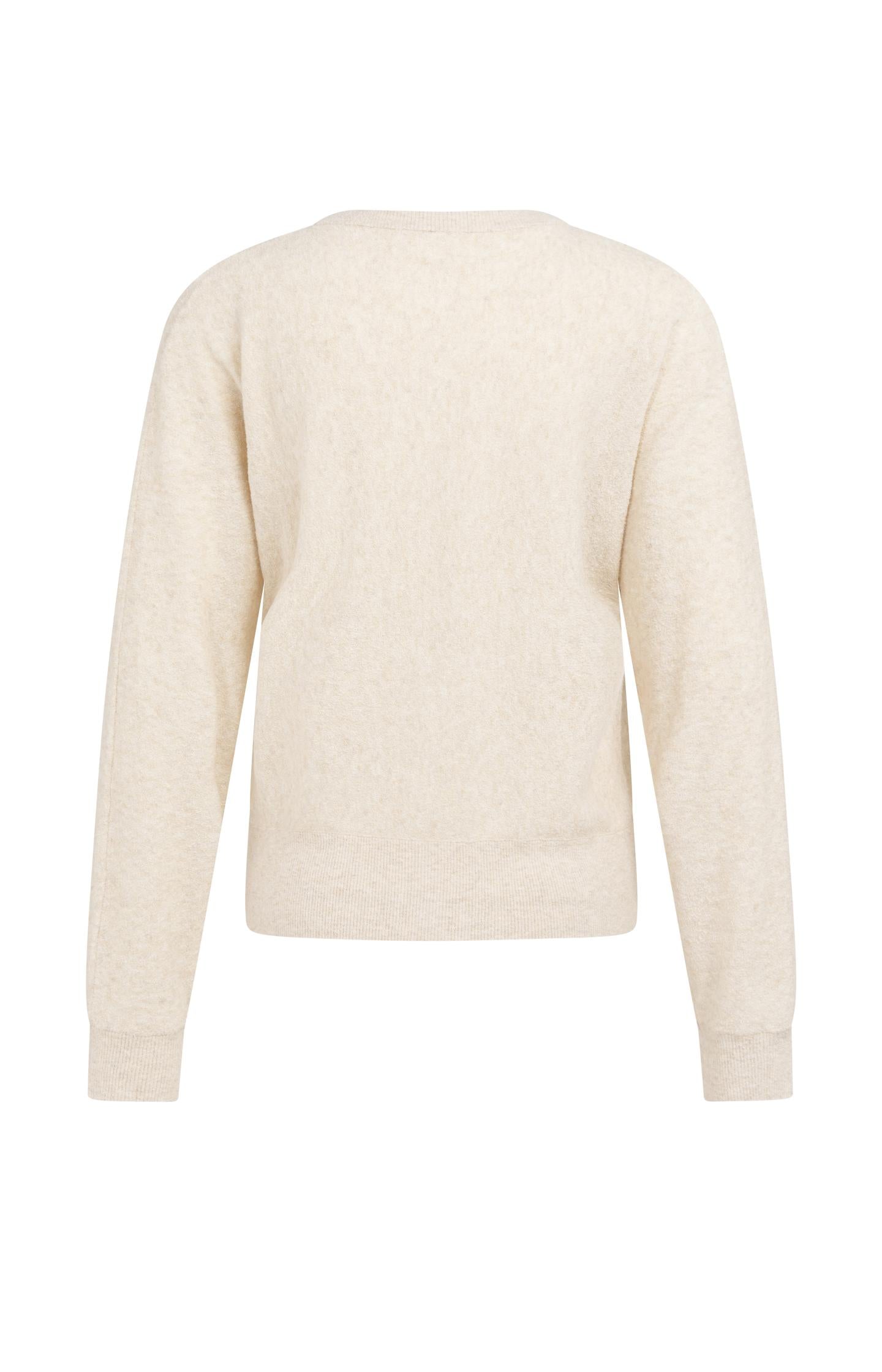 Towel-textured knit cardigan with long sleeves