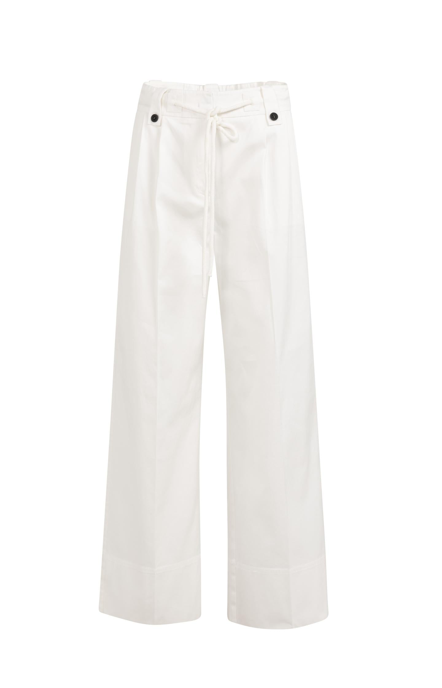 Trousers with pleats, wide legs and drawcord at the waist