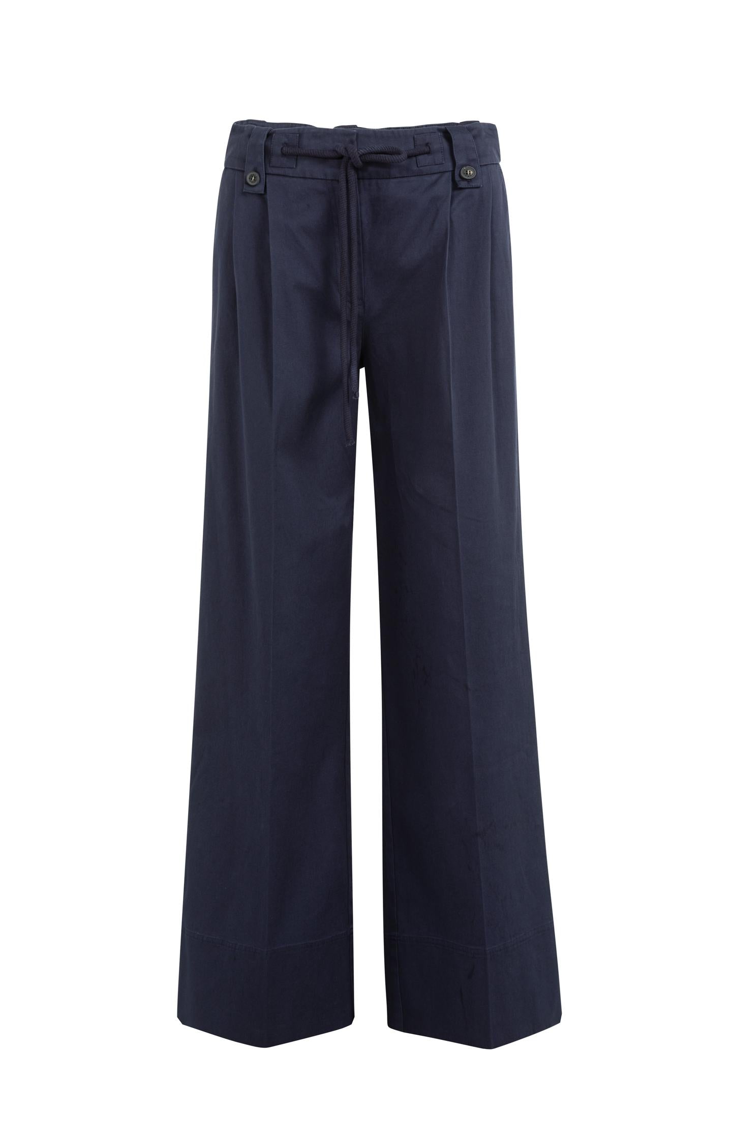 Trousers with pleats, wide legs and drawcord at the waist - Type: product