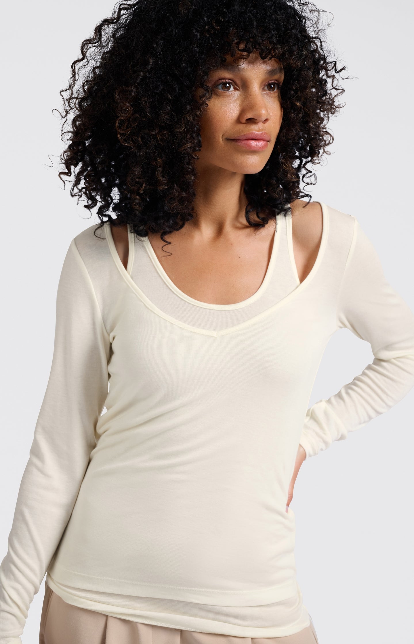 Two-in-one top with long sleeves