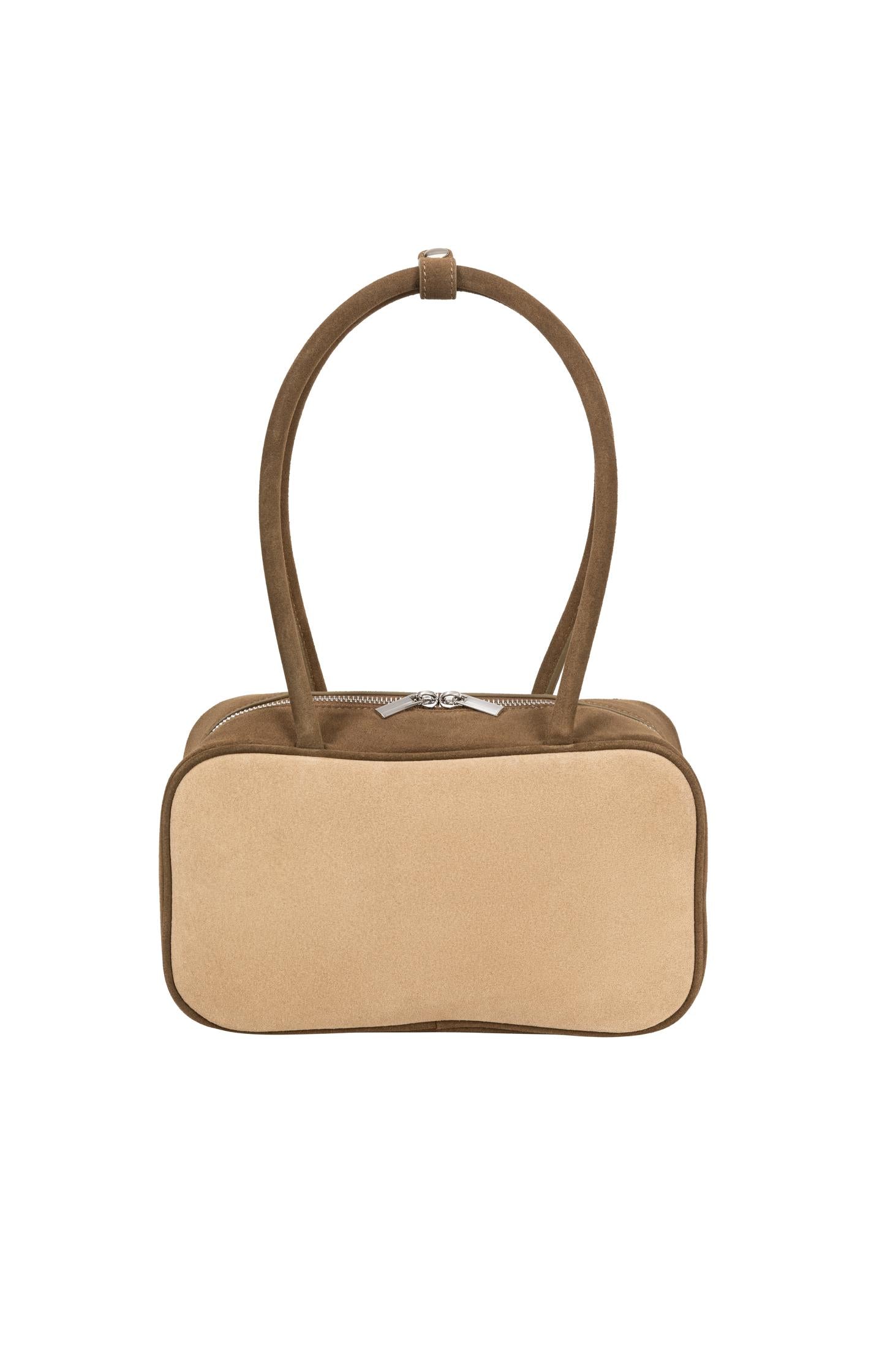 Two-tone suede bowling bag