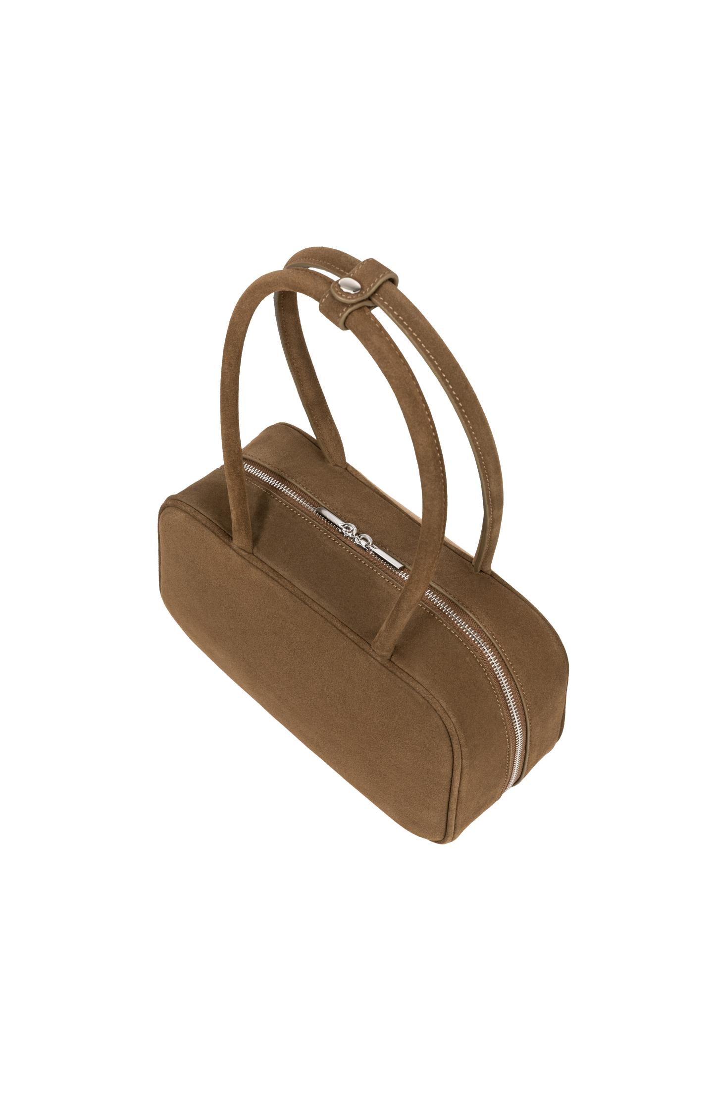 Two-tone suede bowling bag