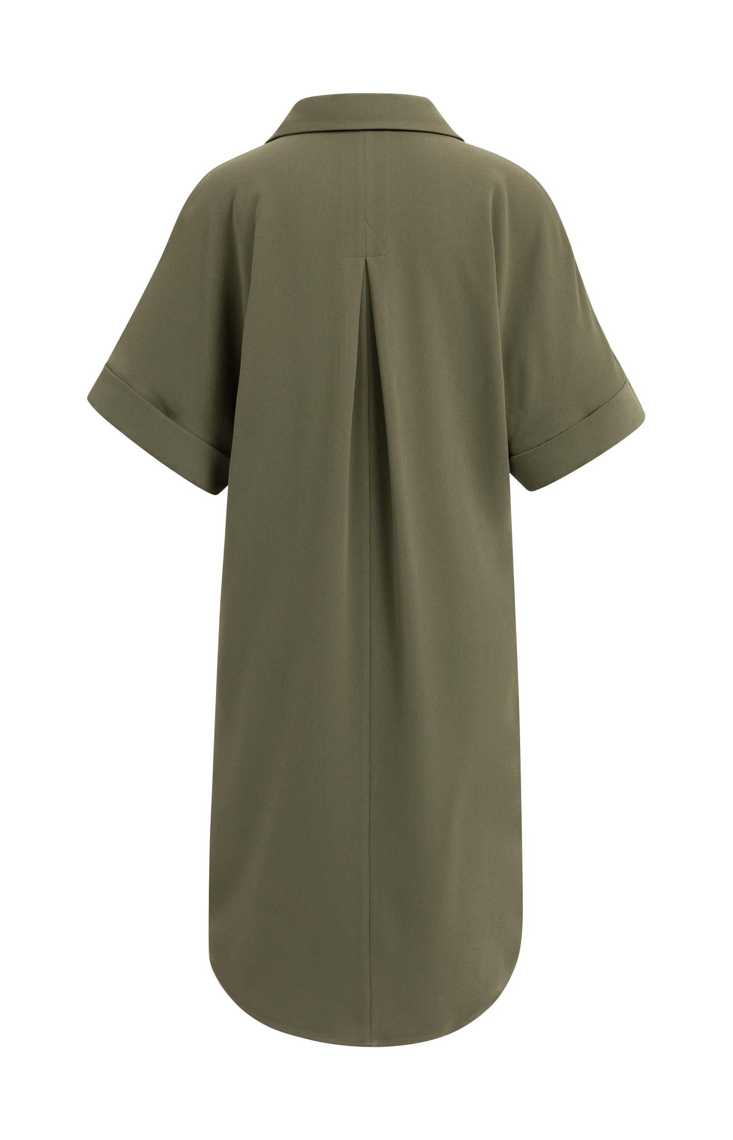 V-neck dress with pleated sleeves and loose fit - Type: lookbook
