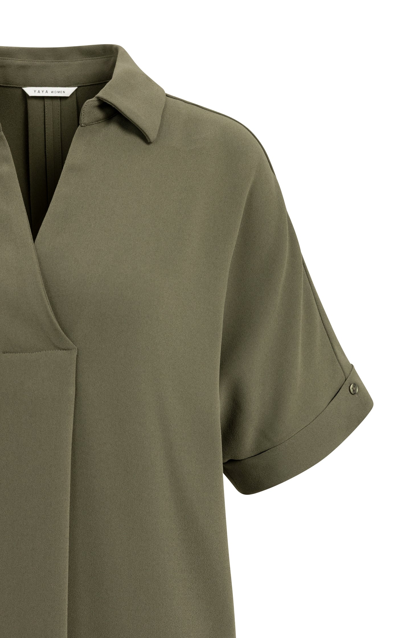 V-neck dress with pleated sleeves and loose fit - Type: lookbook