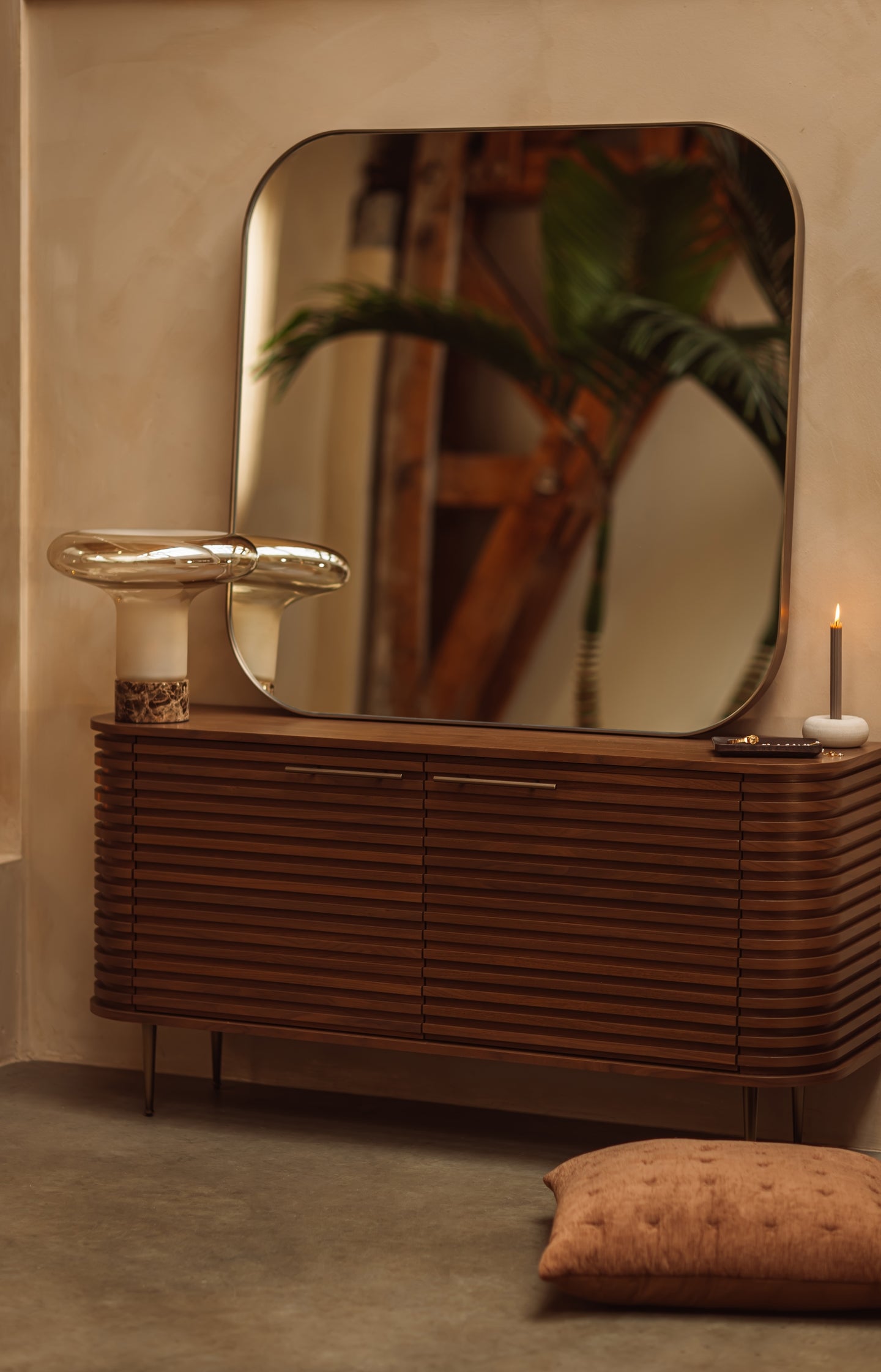 Walnut veneer sideboard