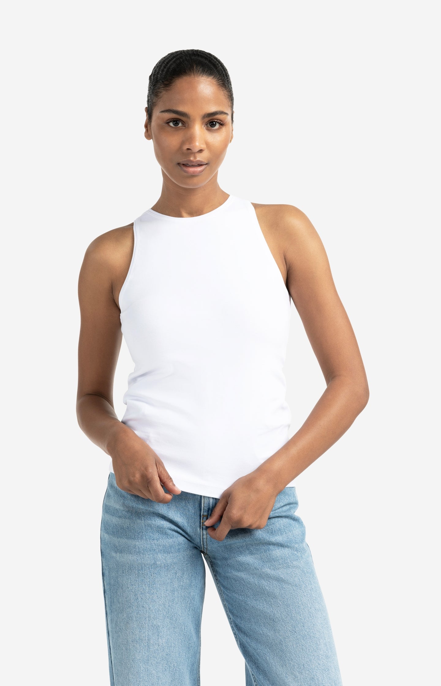 White halter top made of soft fabric