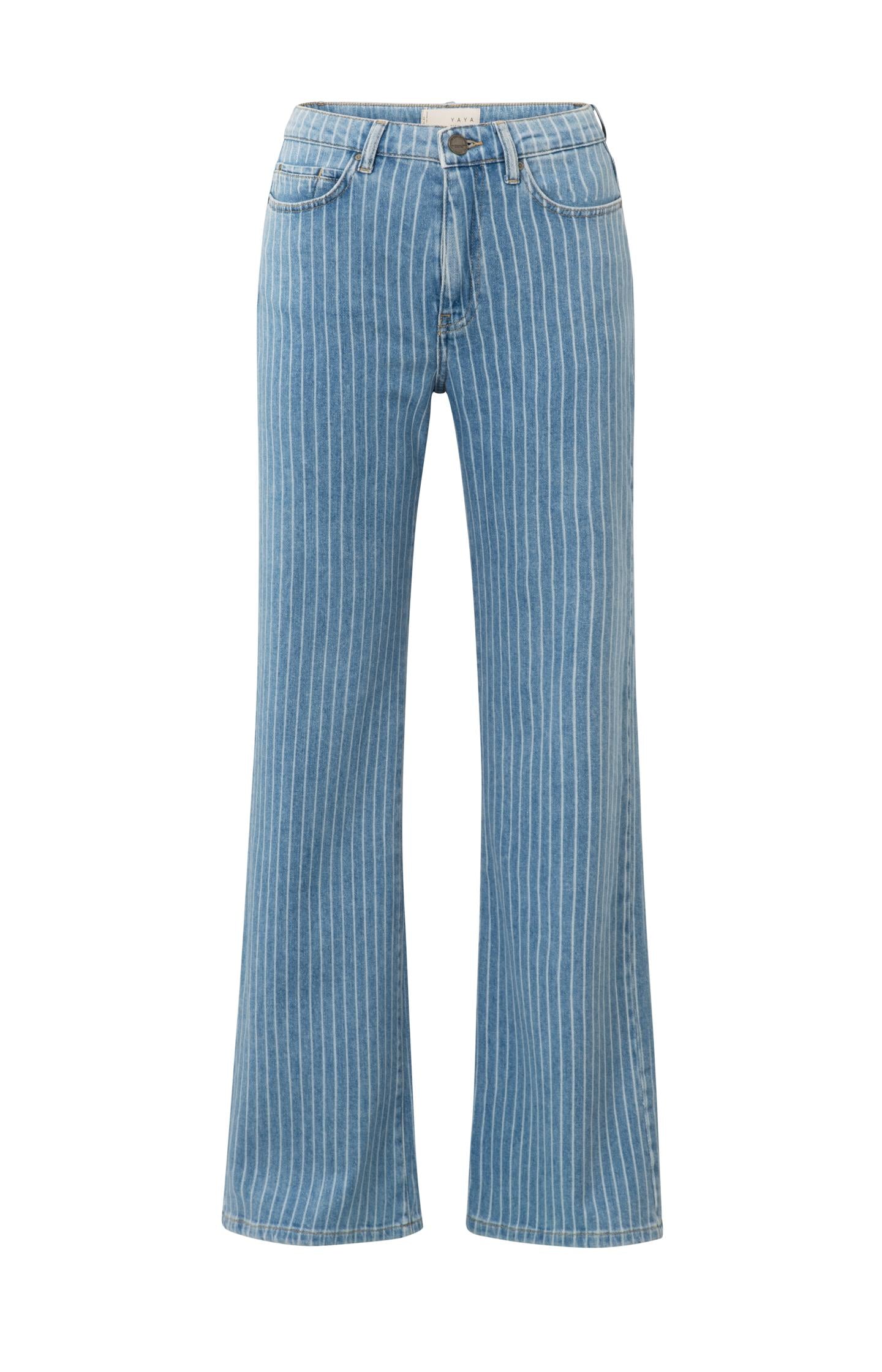 Wide-leg denim trousers with striped detail - Type: product