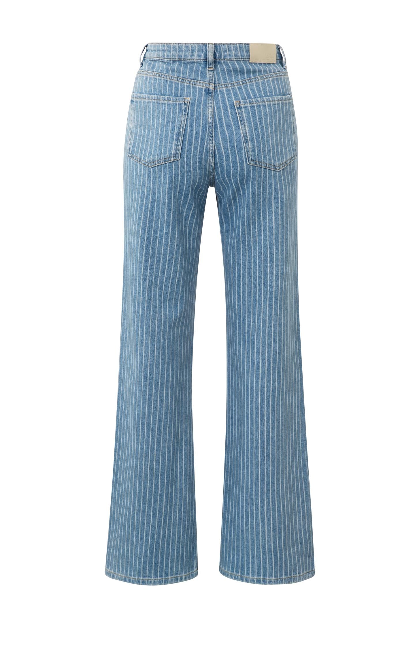 Wide-leg denim trousers with striped detail