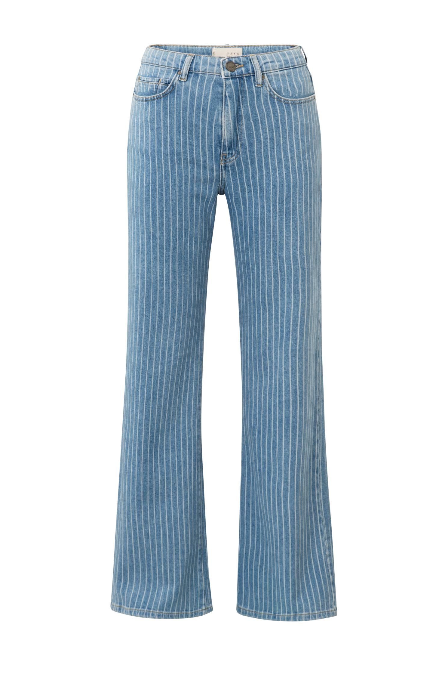 Wide-leg denim trousers with striped detail - Type: product