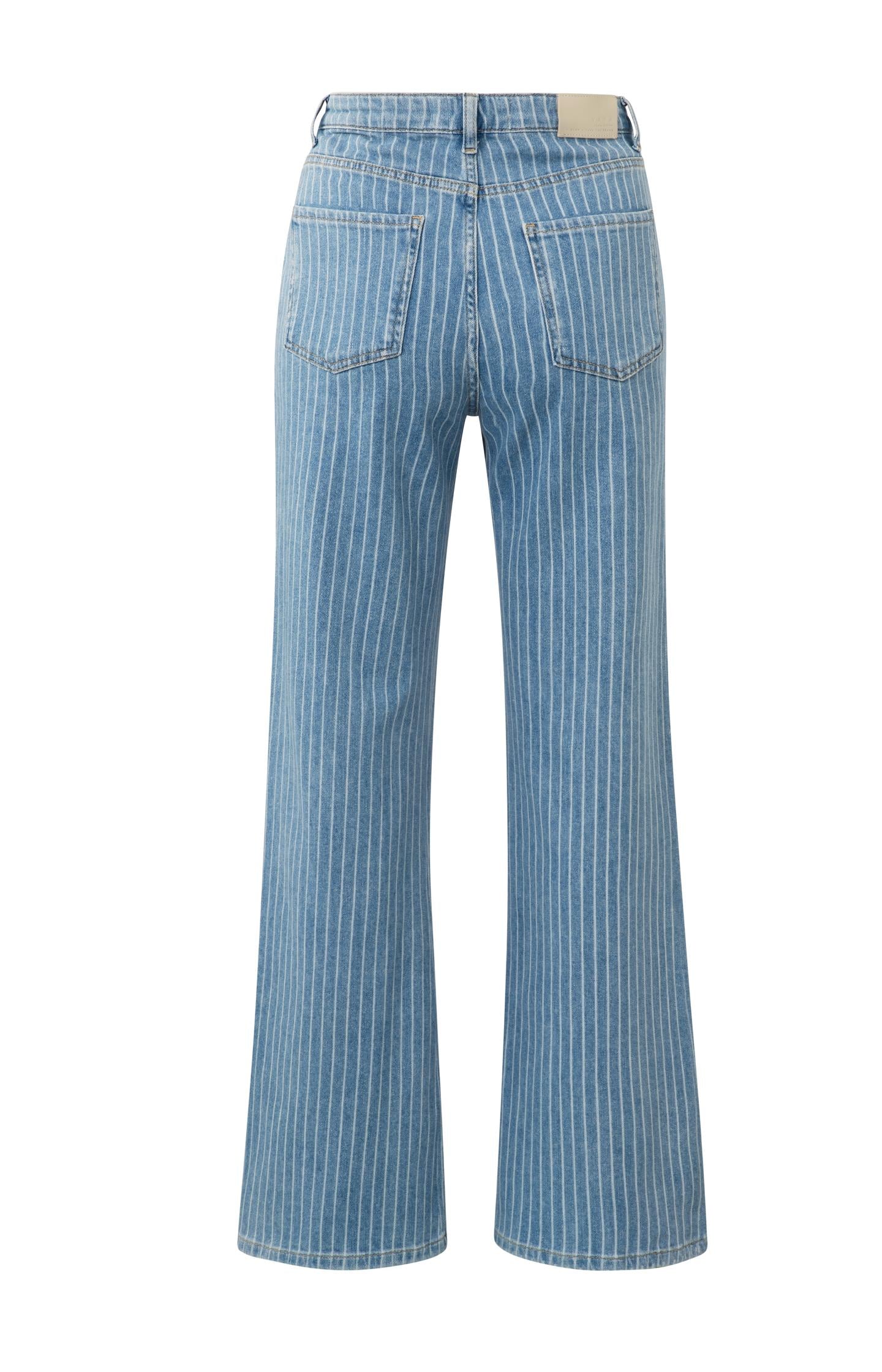 Wide-leg denim trousers with striped detail