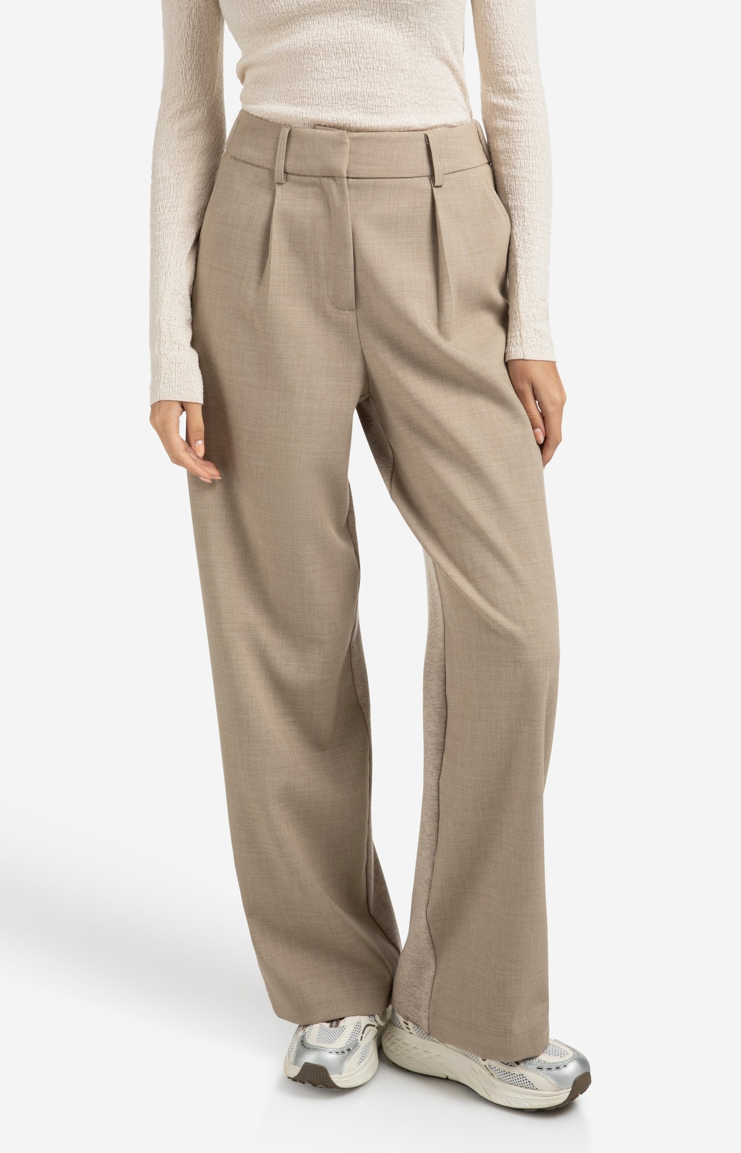 Wide leg trousers with jersey fabric back