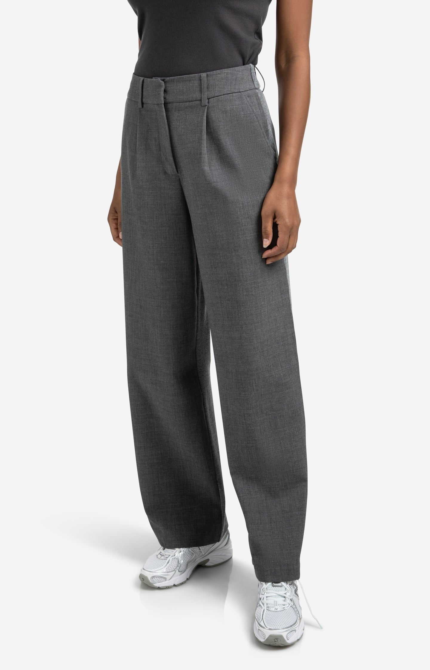 Wide leg trousers with jersey fabric back